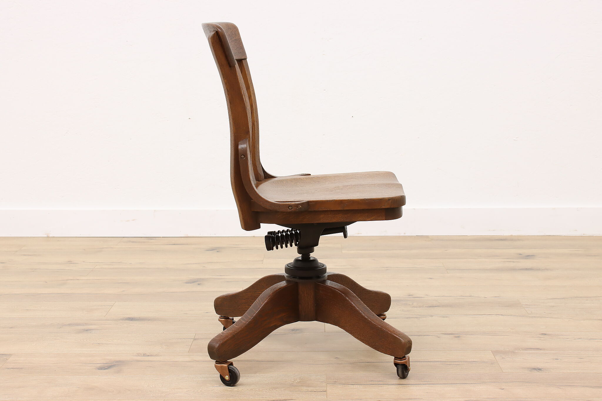 H. Krug Furniture Banker's Desk Chair with Oak Roll-Top Desk