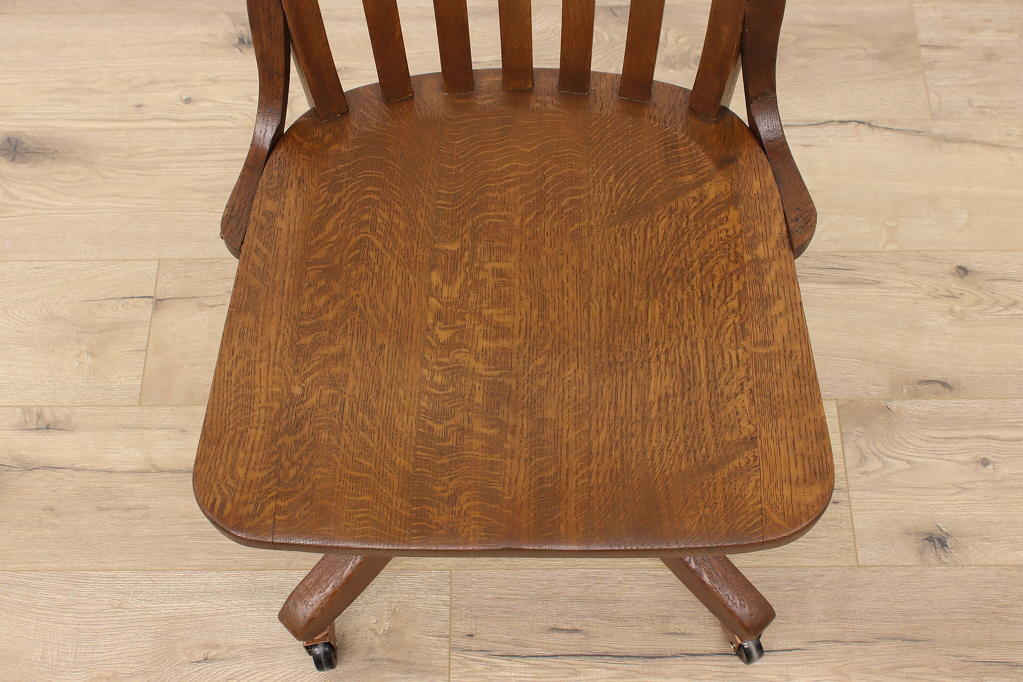 H. Krug Furniture Banker's Desk Chair with Oak Roll-Top Desk