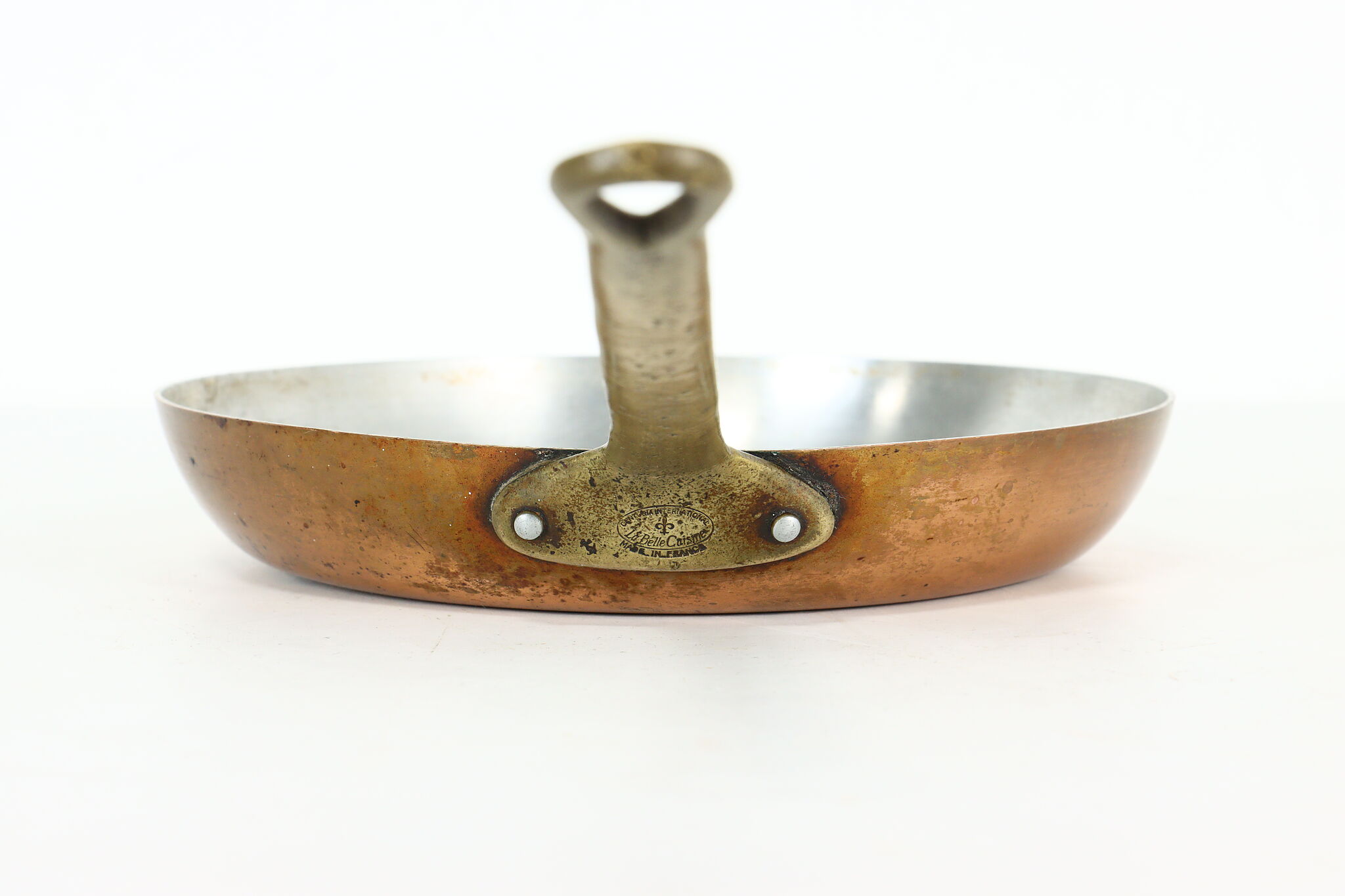 Farmhouse Vintage French Copper Crepe or Sauté Pan, Iron Handle