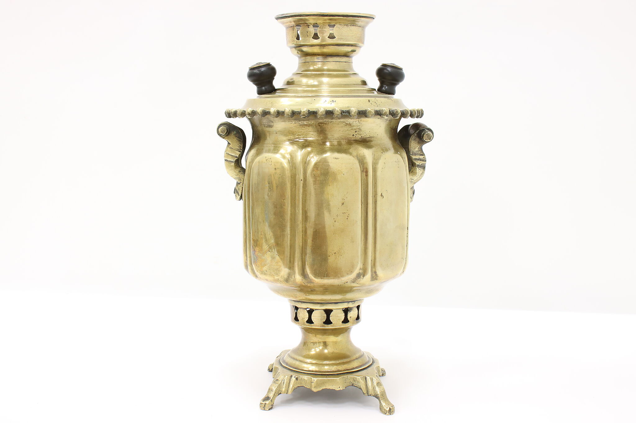 Middle Eastern Samavour Farmhouse Antique Brass Samovar Tea Kettle, Arabic Inscriptions