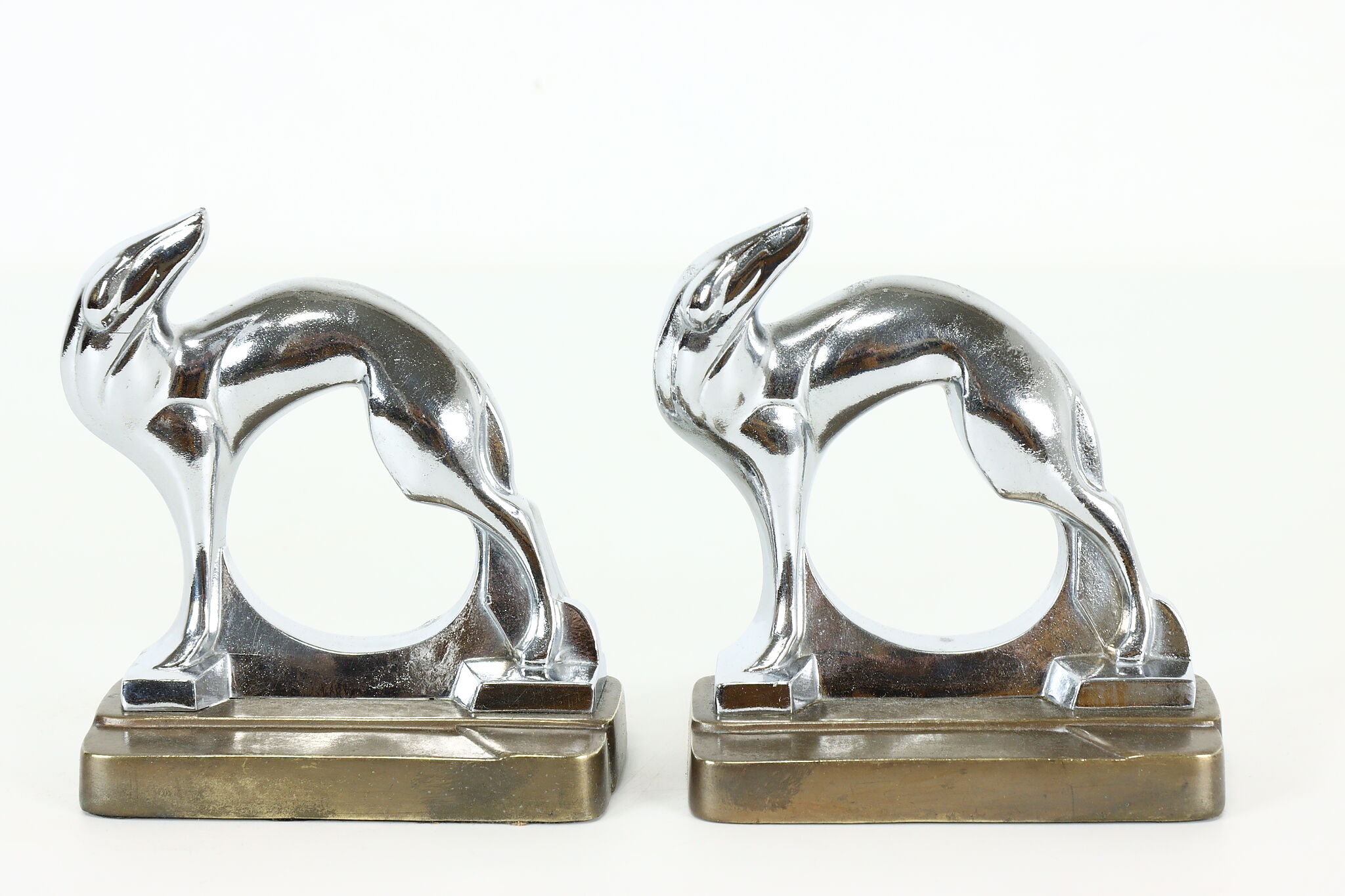 Frankart greyhound dog art deco black bookends a pair all metal made in the USA 