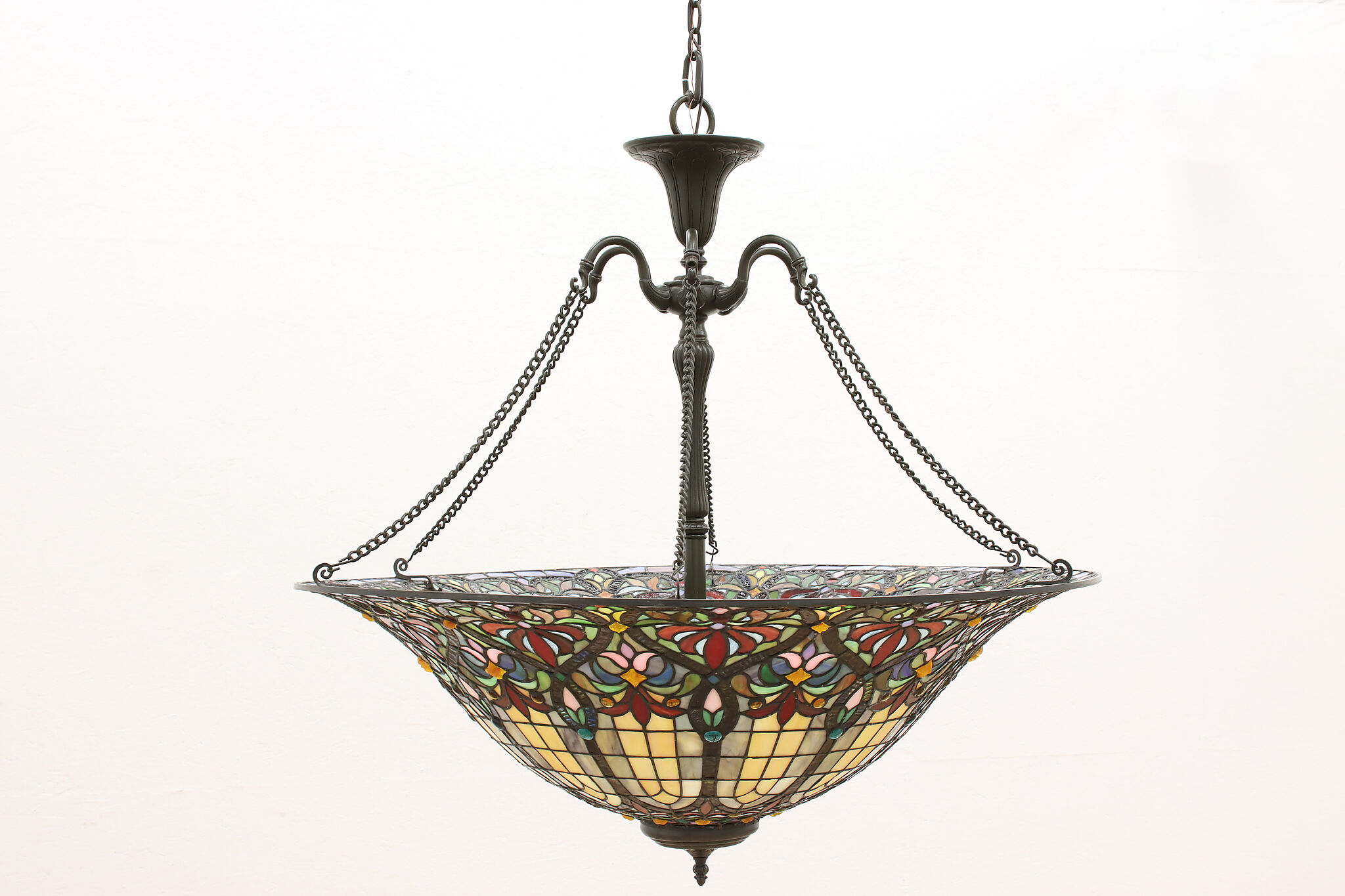 Dome Design Stained Glass 37 Vintage Ceiling Light Fixture with Jewels