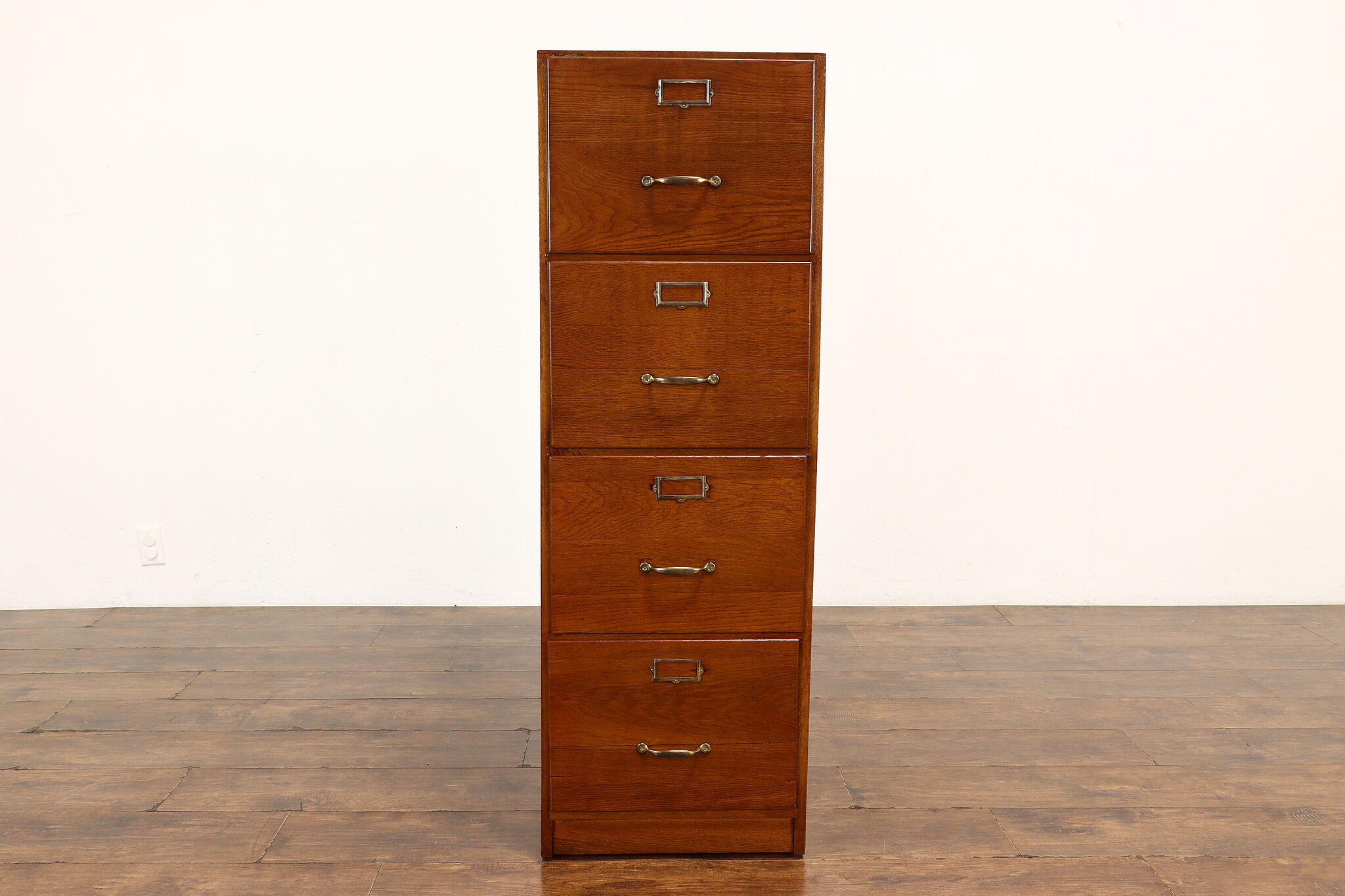 Oak 4 Drawer Office or Library Vintage Legal or Letter File Cabinet