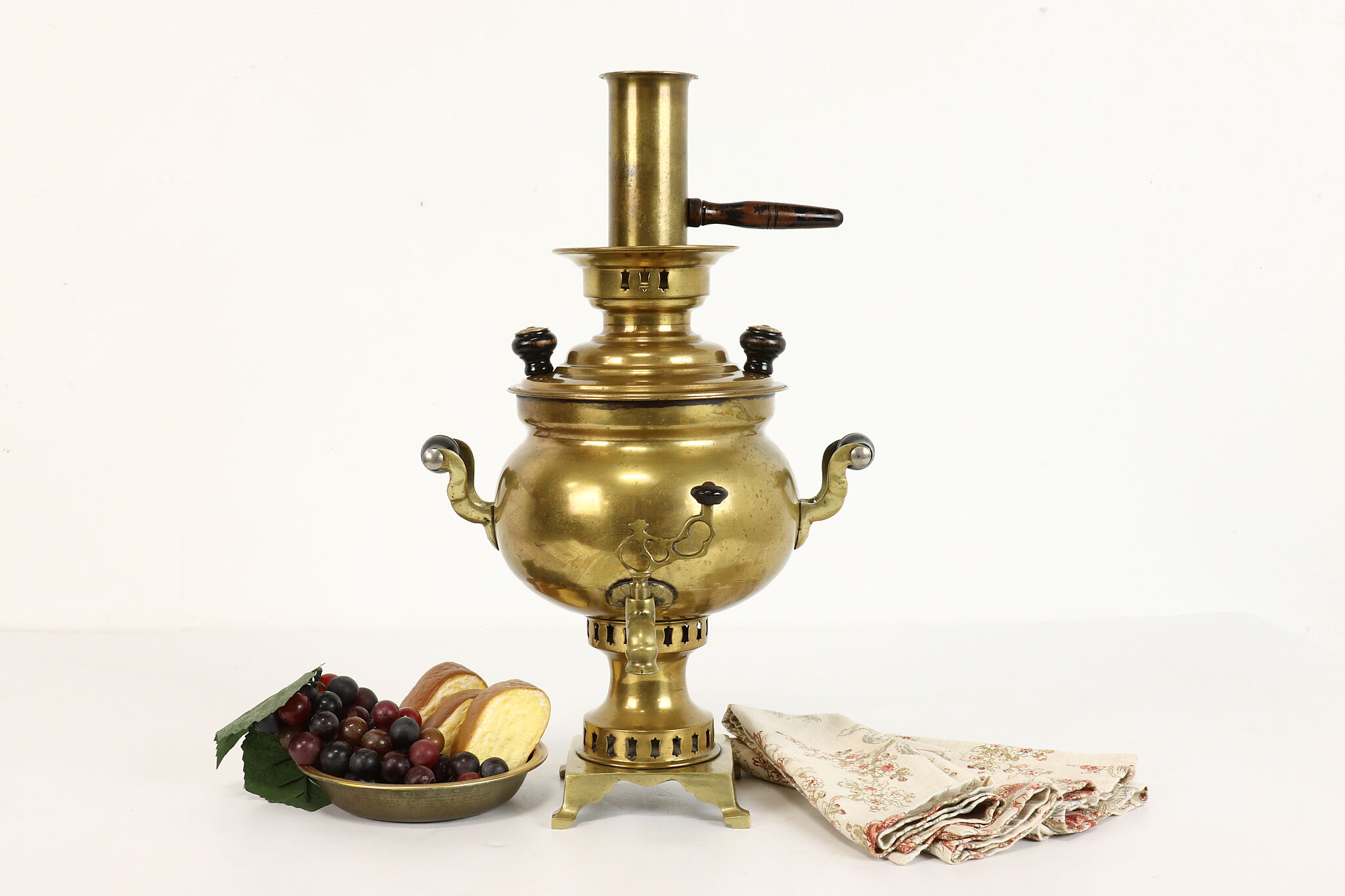 Russian Antique Brass Samovar Tea Kettle