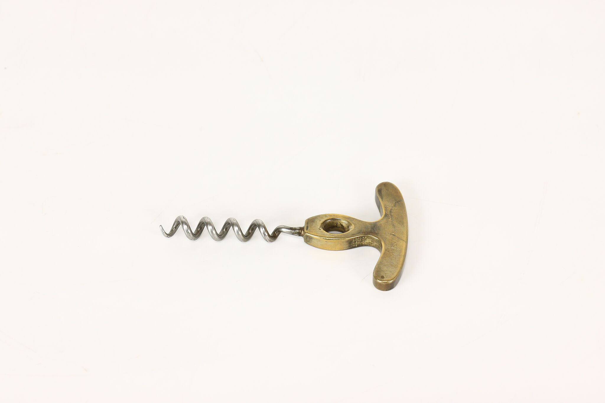 Farmhouse Vintage Brass & Steel Corkscrew Wine Bottle Opener