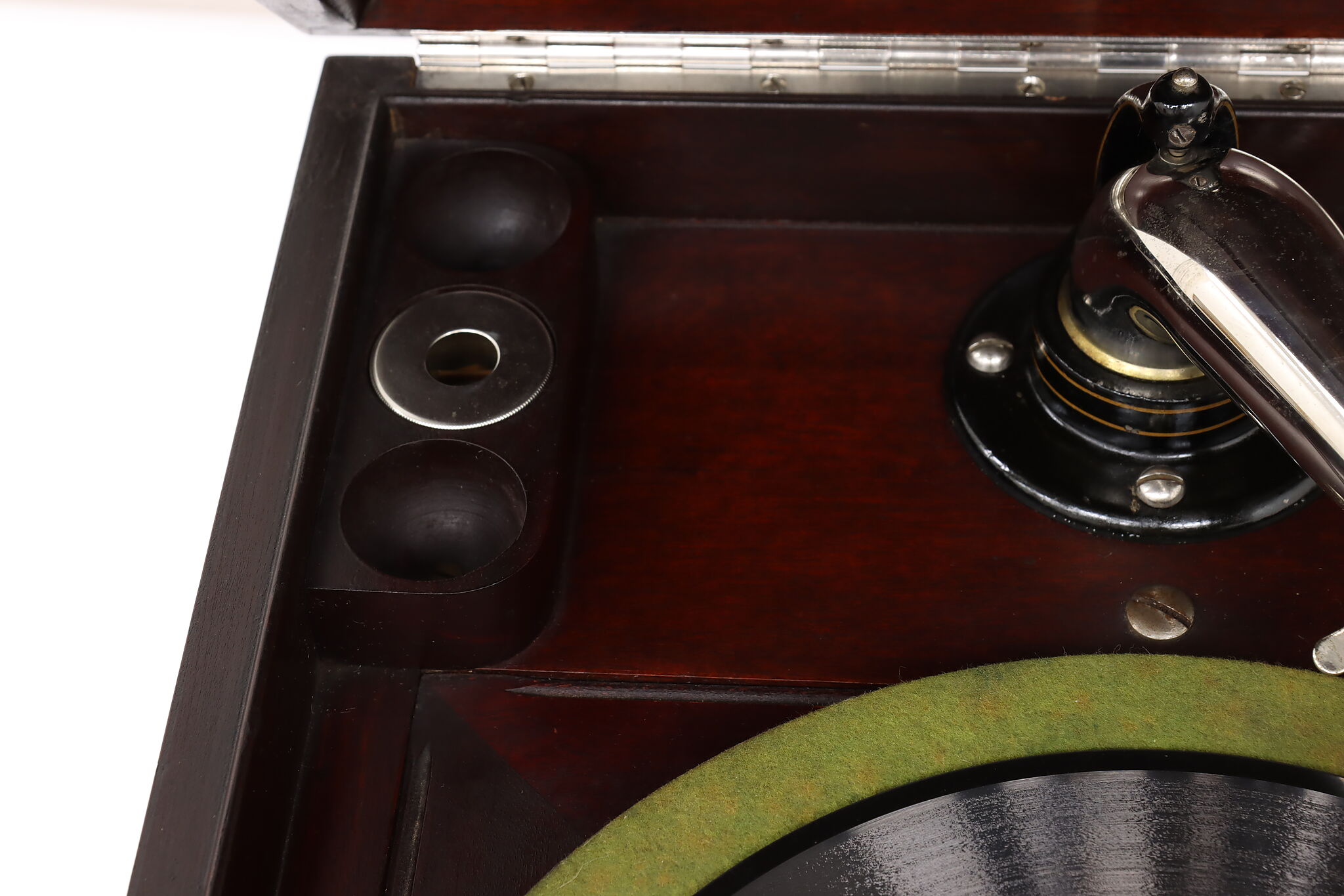 Victor Mahogany Tabletop Antique VV-IX Victrola Phonograph & Records