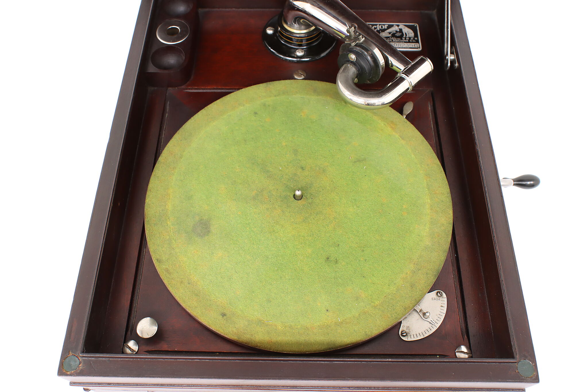 Victor Mahogany Tabletop Antique VV-IX Victrola Phonograph & Records