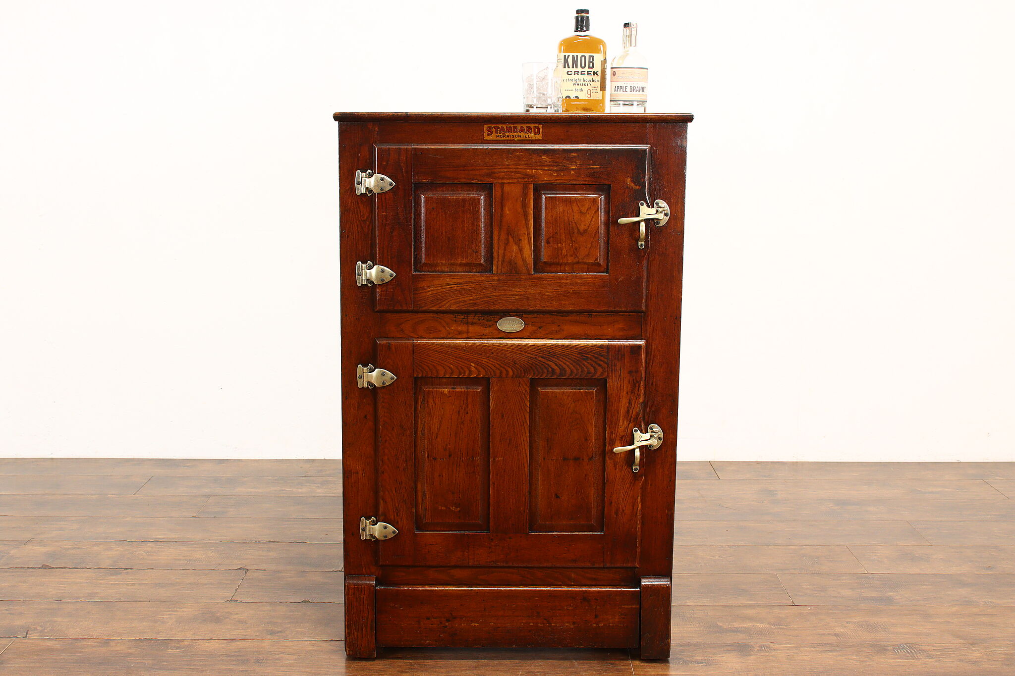 Farmhouse Antique Kitchen Pantry Oak Ice Box Refrigerator, Standard