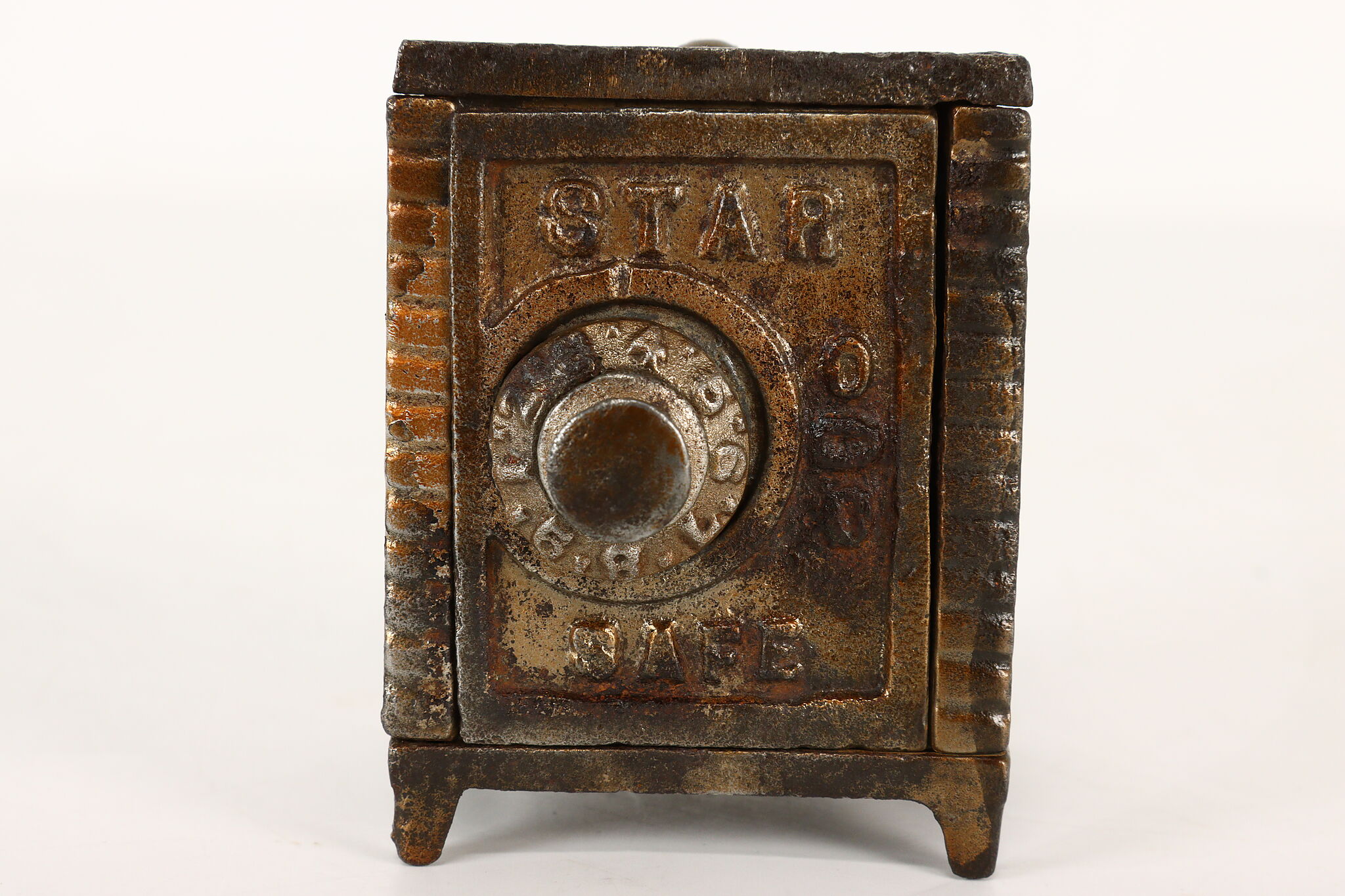Victorian Cast Iron Antique Combination Safe Coin Bank Star Safe