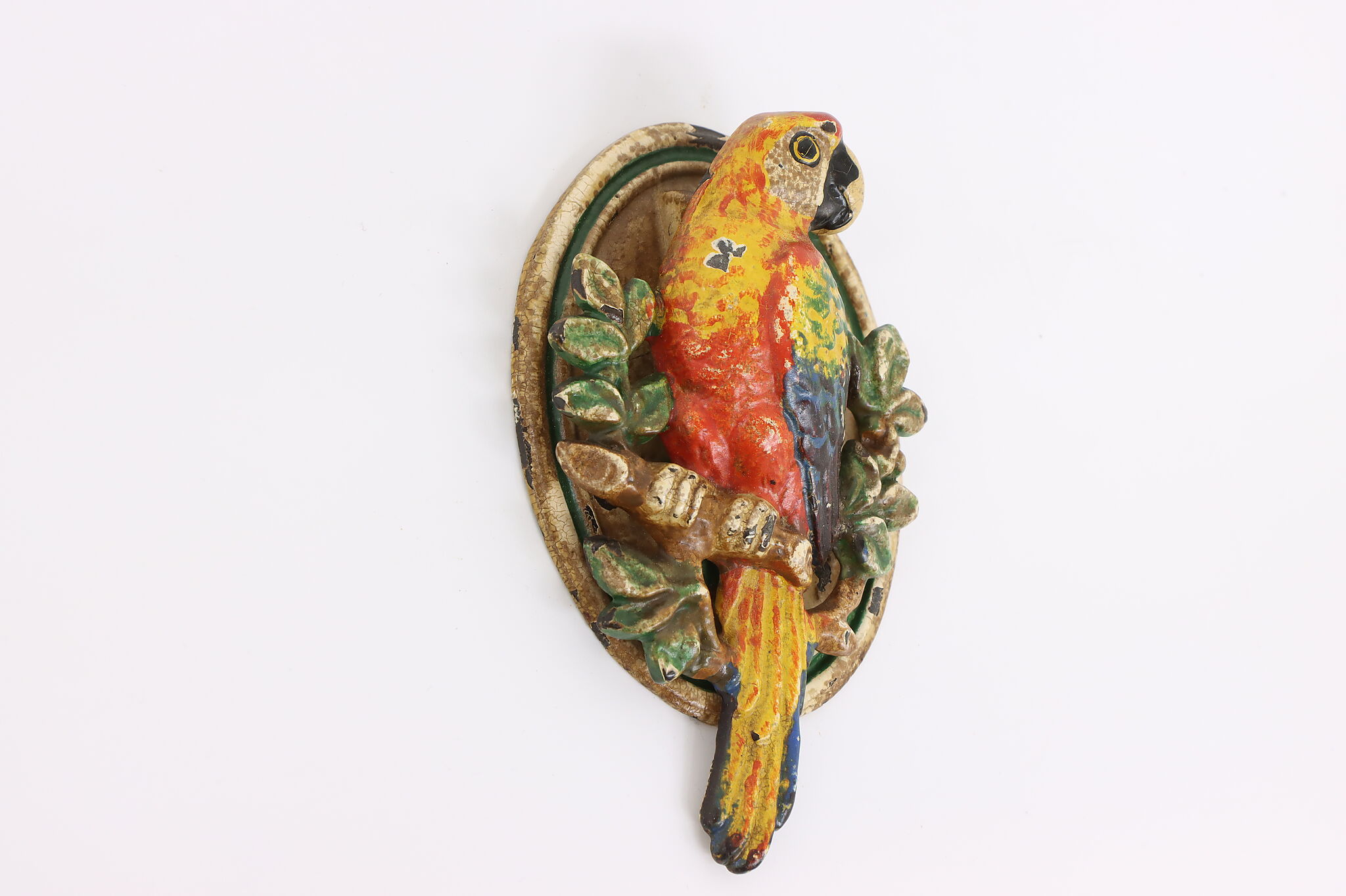 Junk Modelling Parrot Victorian Salvage Antique Cast Iron Painted Parrot Door Knocker