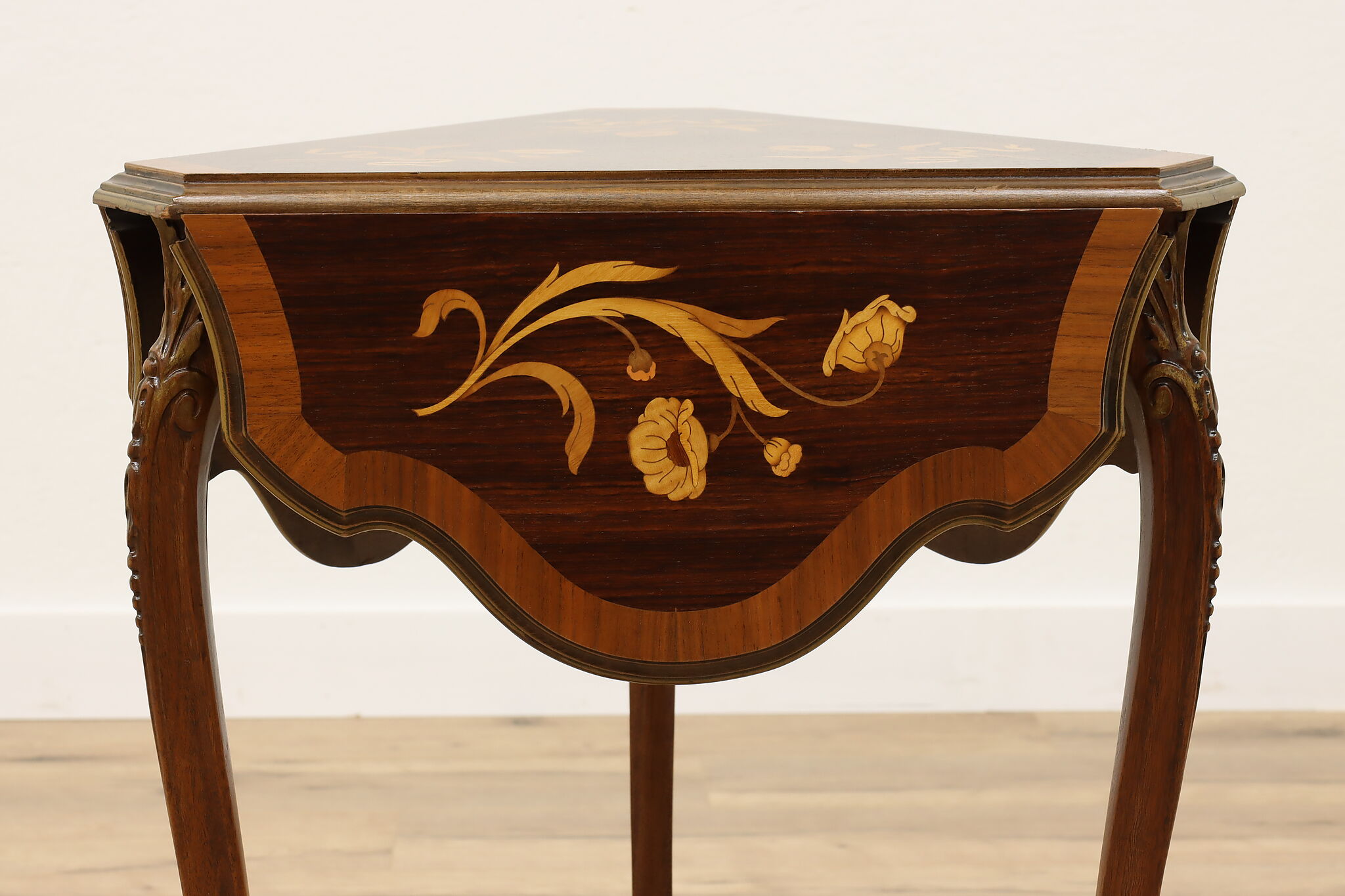 Lot - Birdseye maple butterfly drop leaf table with drawer, 20th C., turned  feet, drawer has dovetail construction, wear consistent with age, 27 h. x  31 w. closed: 13 1/4 l. open