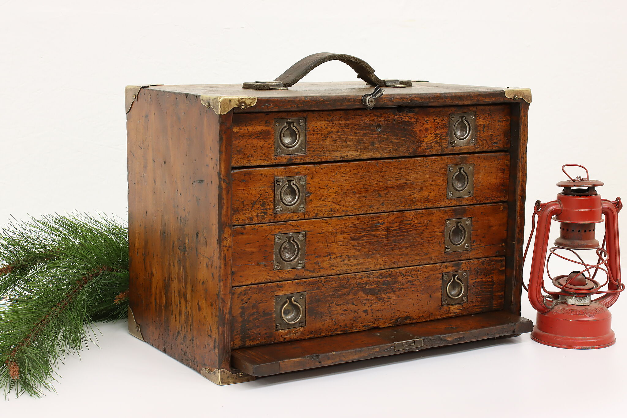 Vintage 1900s Machinist Toolbox Wood and Leather Antique, Machinist, Wood  and Leather Tool Box 