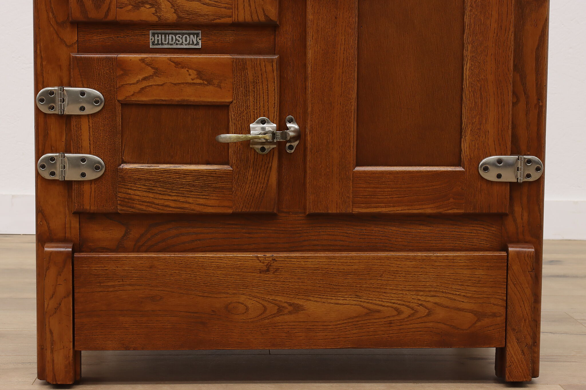 Farmhouse Antique Oak Ice Box Refrigerator Kitchen Pantry Cupboard Hudson