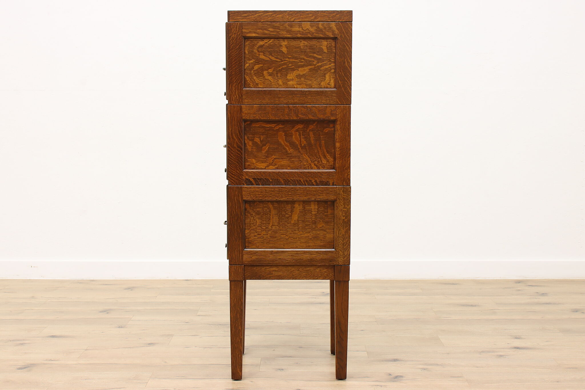 Traditional Antique Oak Stacking 3 Drawer Office or Library File Cabinet