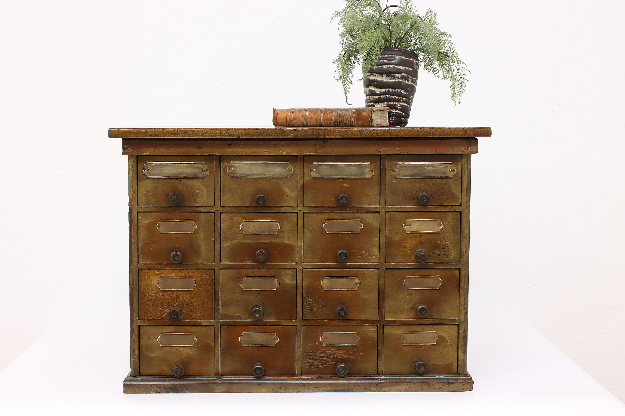 Wood Apothecary Medicine Cabinet 16 Drawers Label Organizer Card Catalog