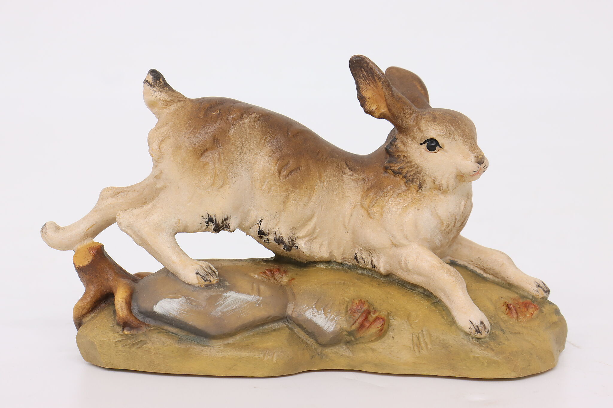 Hand Carved Vintage Painted Rabbit or Hare Alpine Sculpture