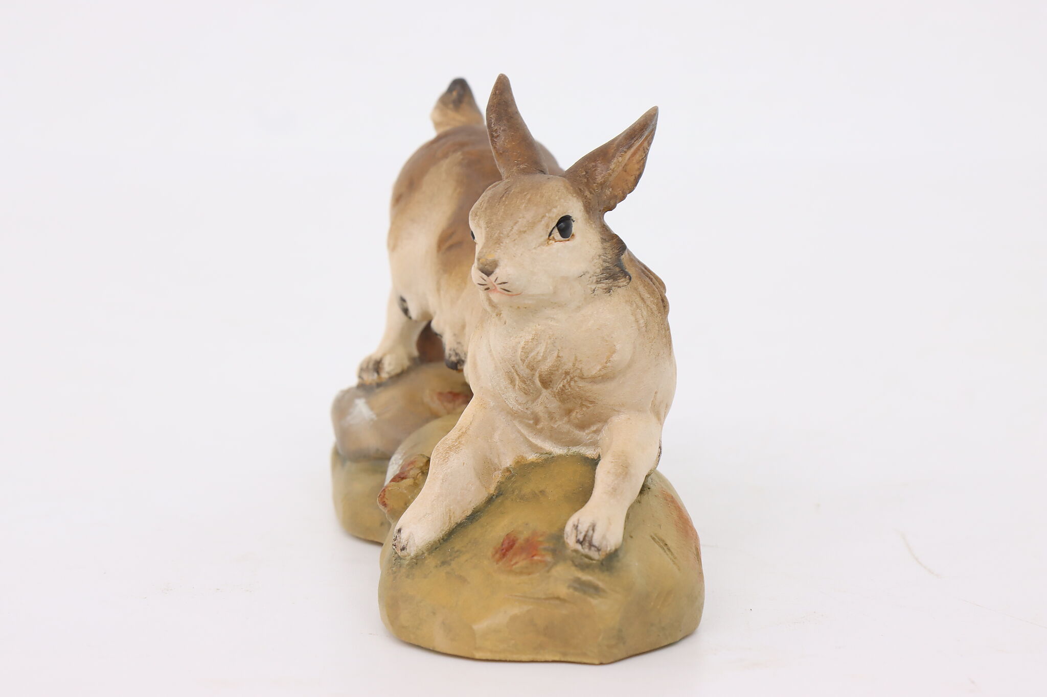 Hand Carved Vintage Painted Rabbit or Hare Alpine Sculpture
