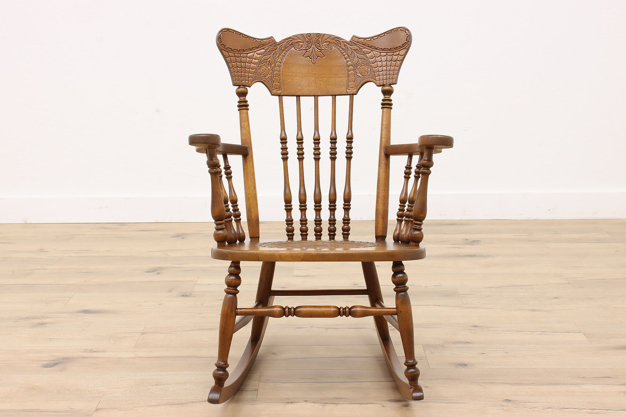 Victorian Antique Rocker Farmhouse Pressback Rocking Chair