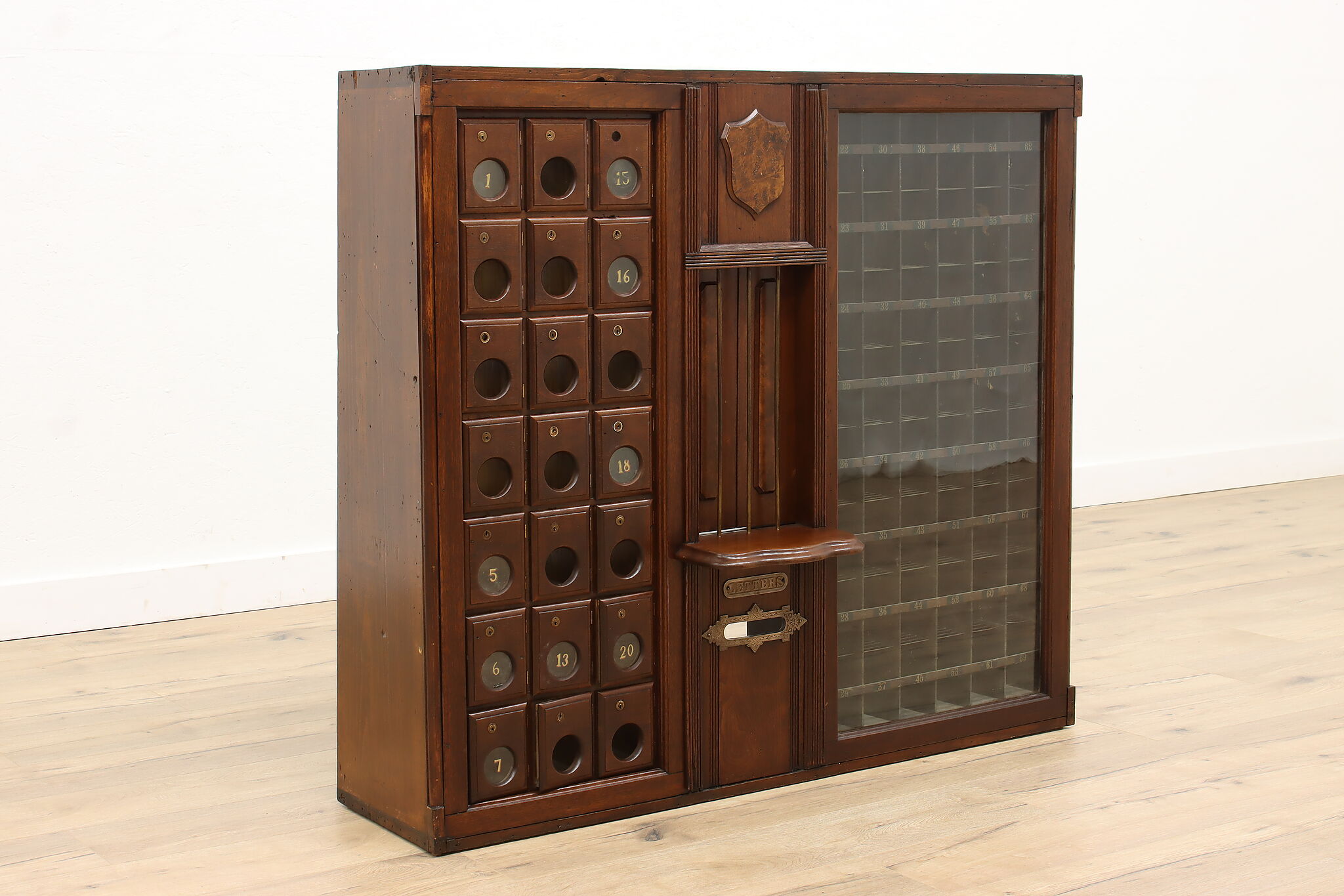 Victorian Antique Post Office Mail Boxes & Counter Architectural Salvage