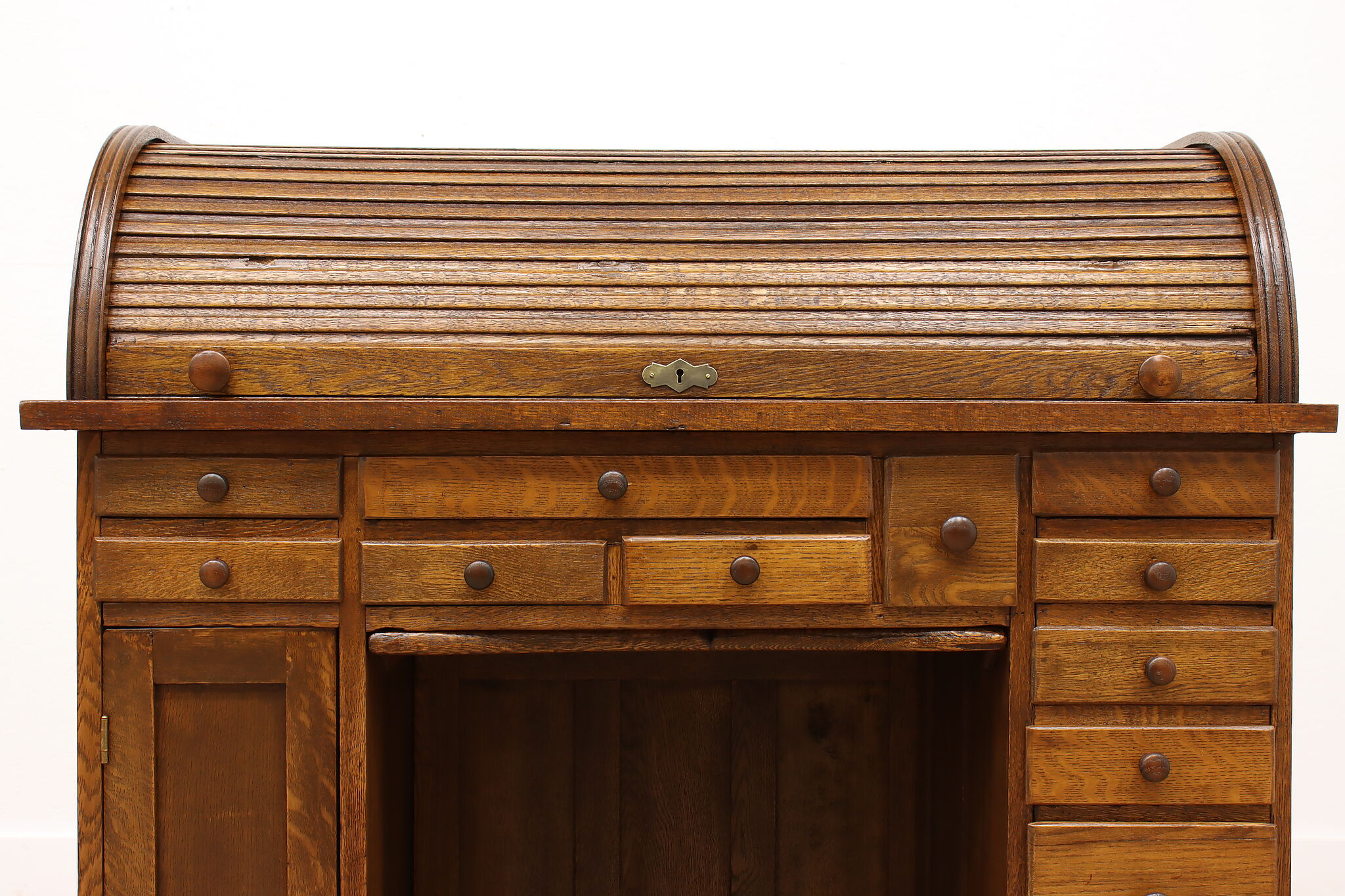 Farmhouse Oak Antique Victorian Roll Top Watchmaker Desk or Work Bench