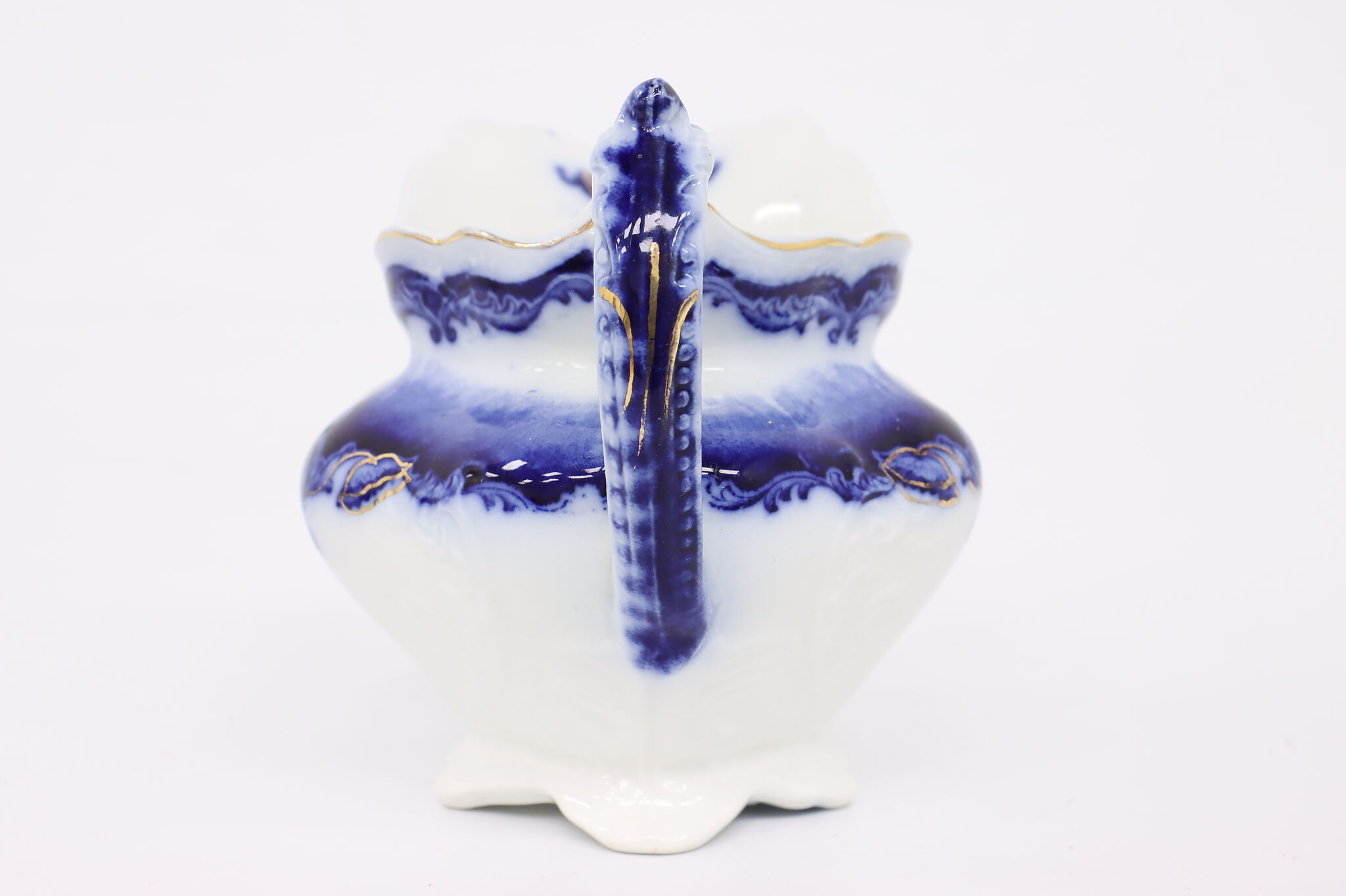 Antique or Vintage Glass Creamer Pitcher Flow Blue Delft Style