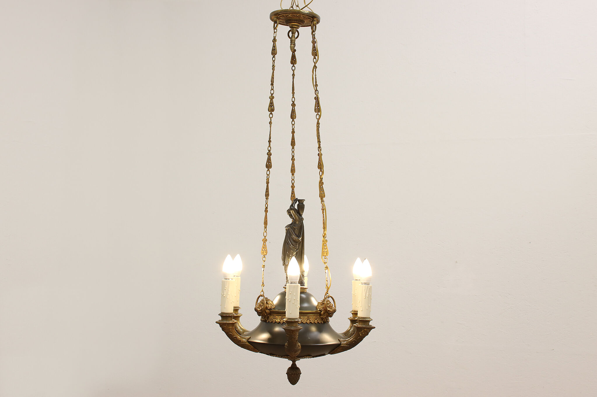 English regency style gilt and tole hurricane lamp 1