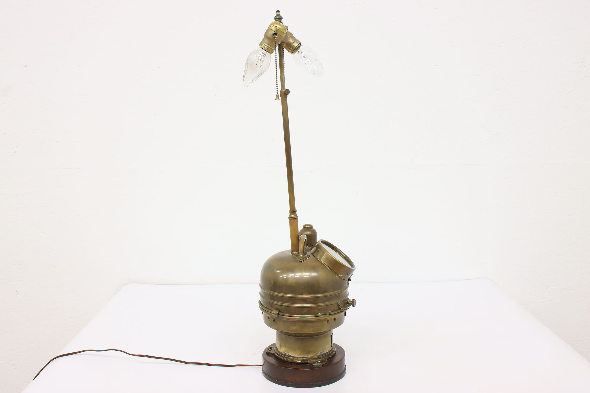 Compass Lamp Industrial Salvage Antique Nautical Brass Ship Compass Lamp
