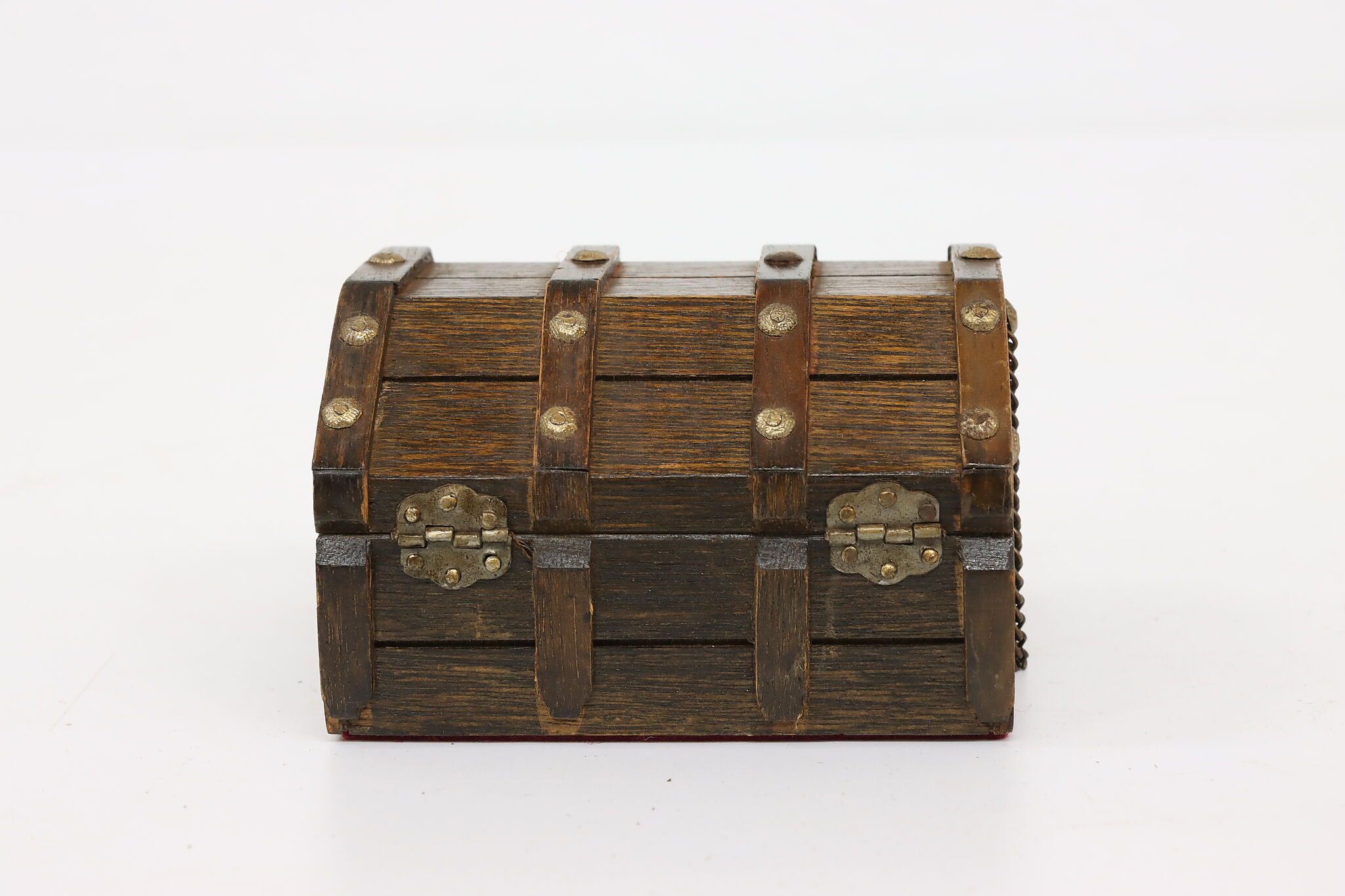 Miniature Vintage Oak Pirate Treasure Chest Jewelry Box