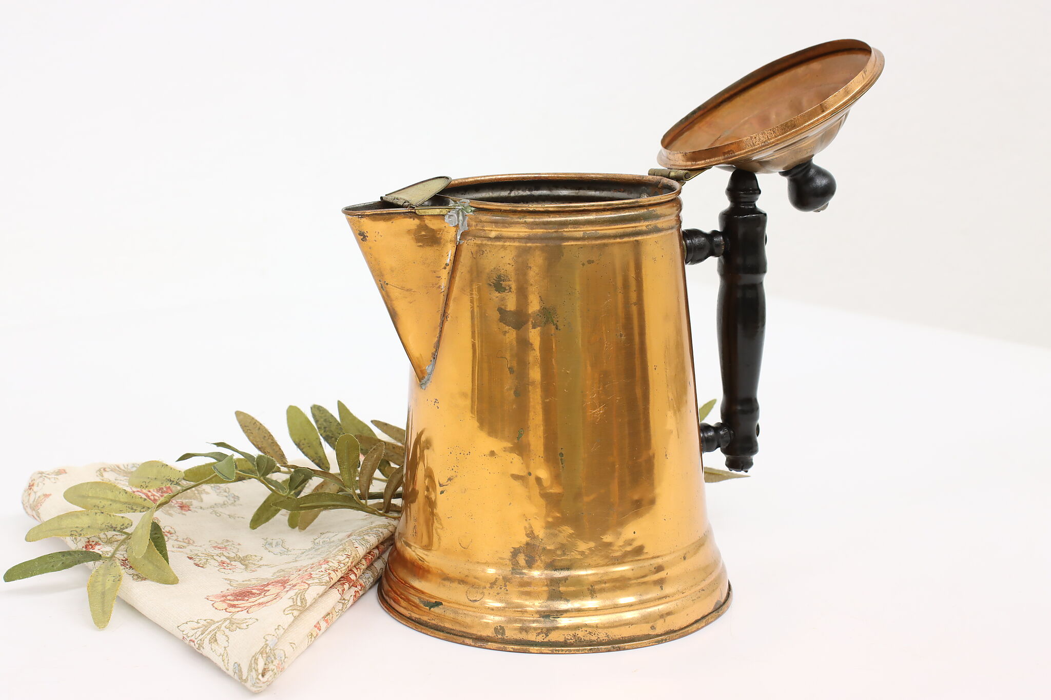 Farmhouse Antique Copper & Brass Coffee Pot or Tea Kettle