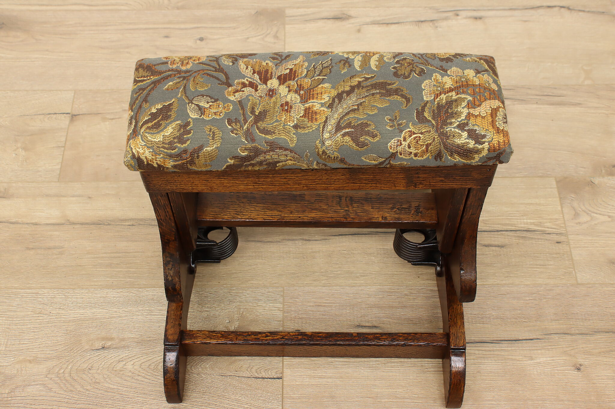 Vintage Wooden Rocking Footstool, Self Adjusting Foot Stool