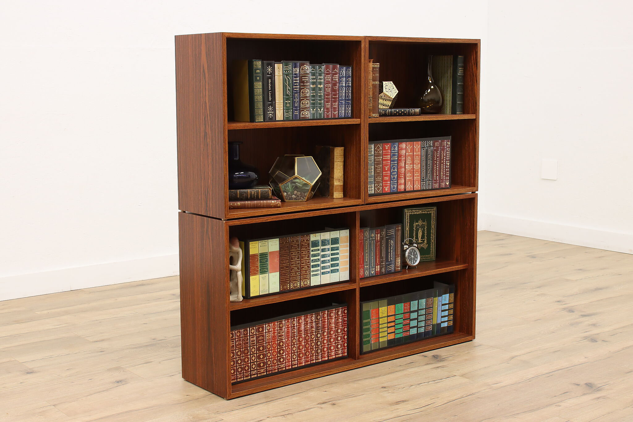 Midcentury Modern Vintage Danish Rosewood Modular Stacking Bookcase Set