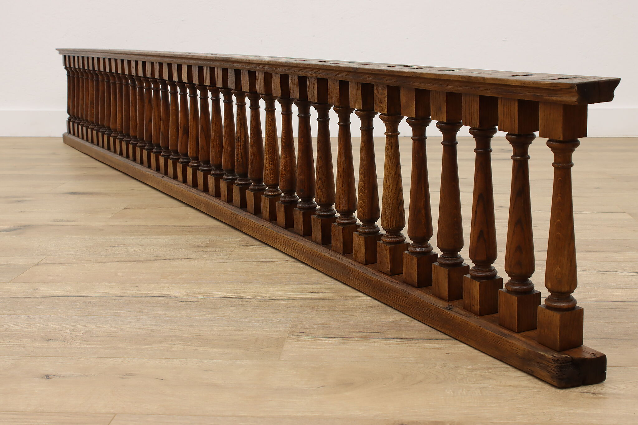 Farmhouse Antique Oak Architectural Salvage Carved Railing or Balcony