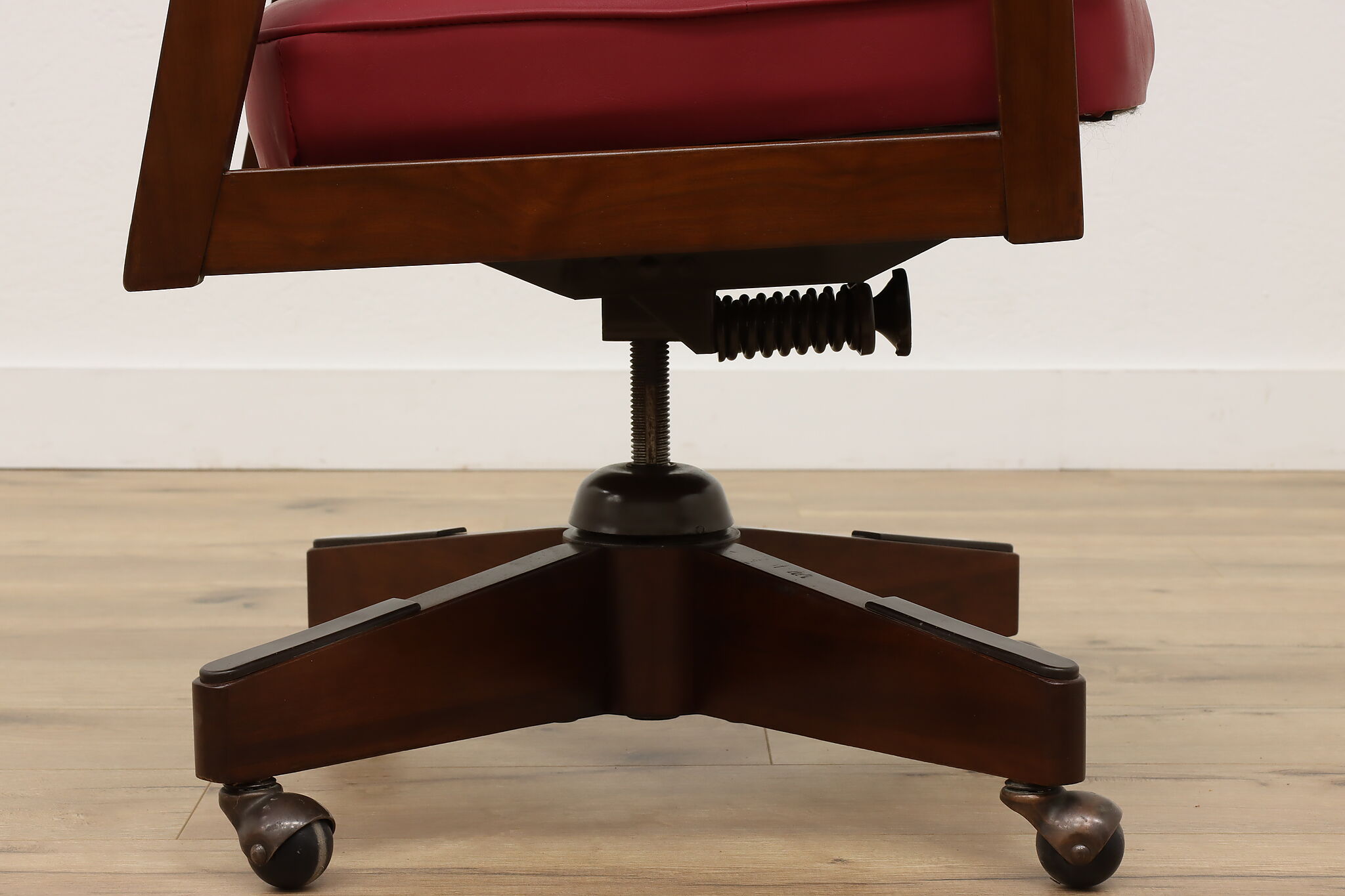 Midcentury Modern 60s Vintage Walnut Swivel Office or Library Desk Chair