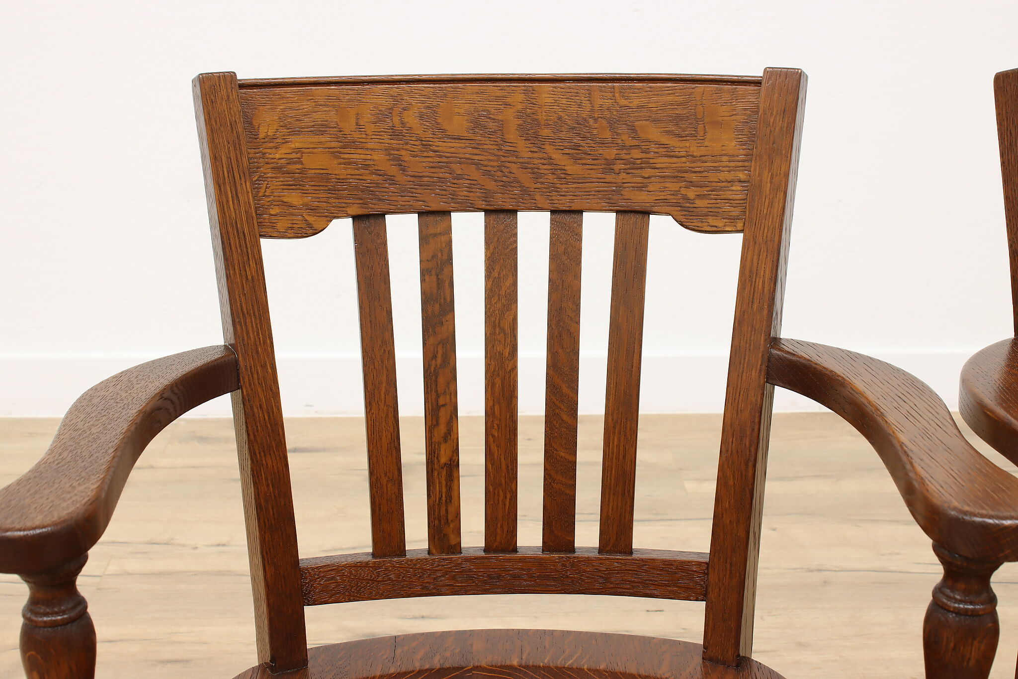 Pair of Antique Oak Office, Banker or Desk Chairs, Milwaukee Chair Co