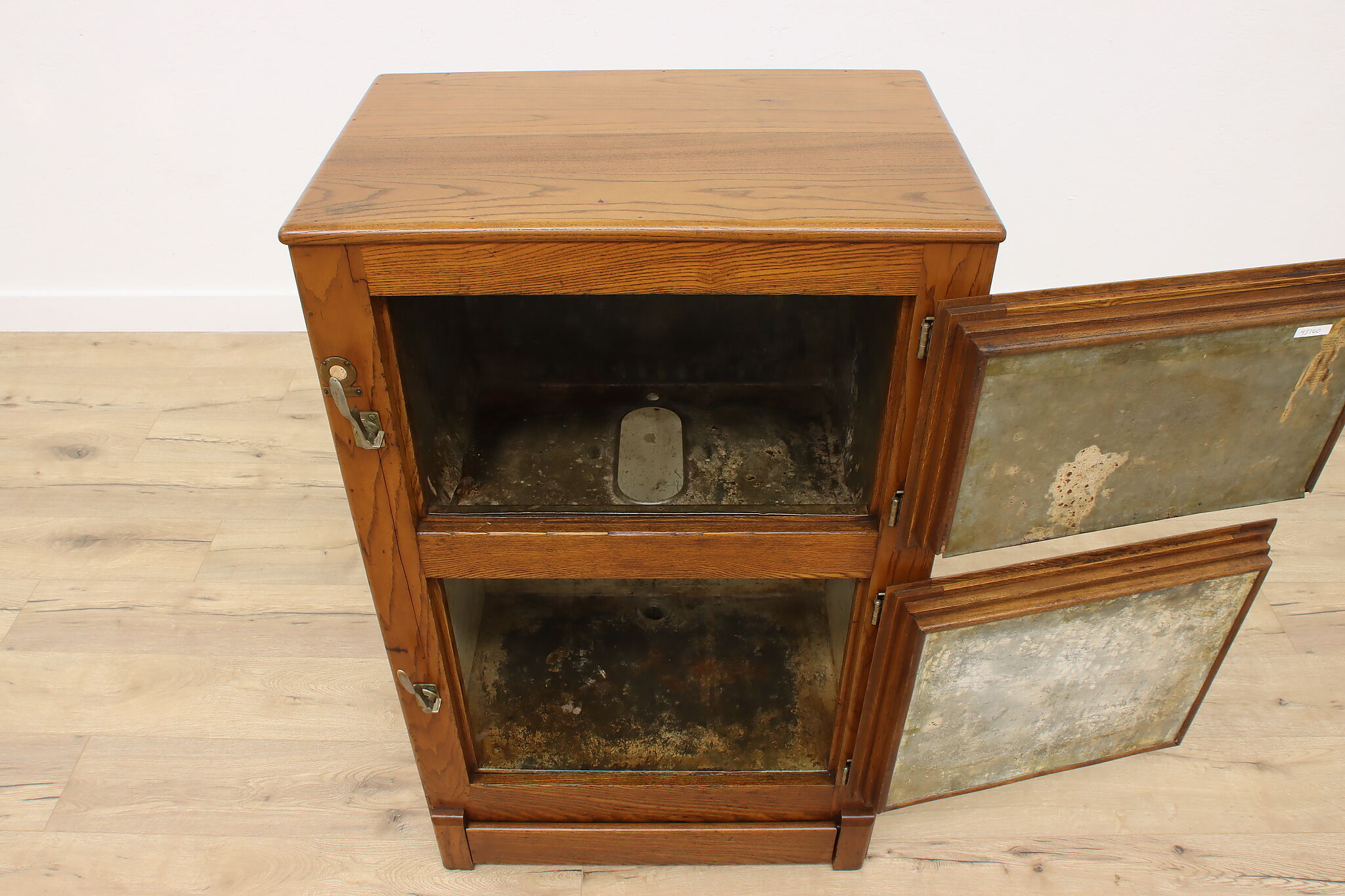 Farmhouse Antique Ice Box Refrigerator, Kitchen Pantry Cupboard