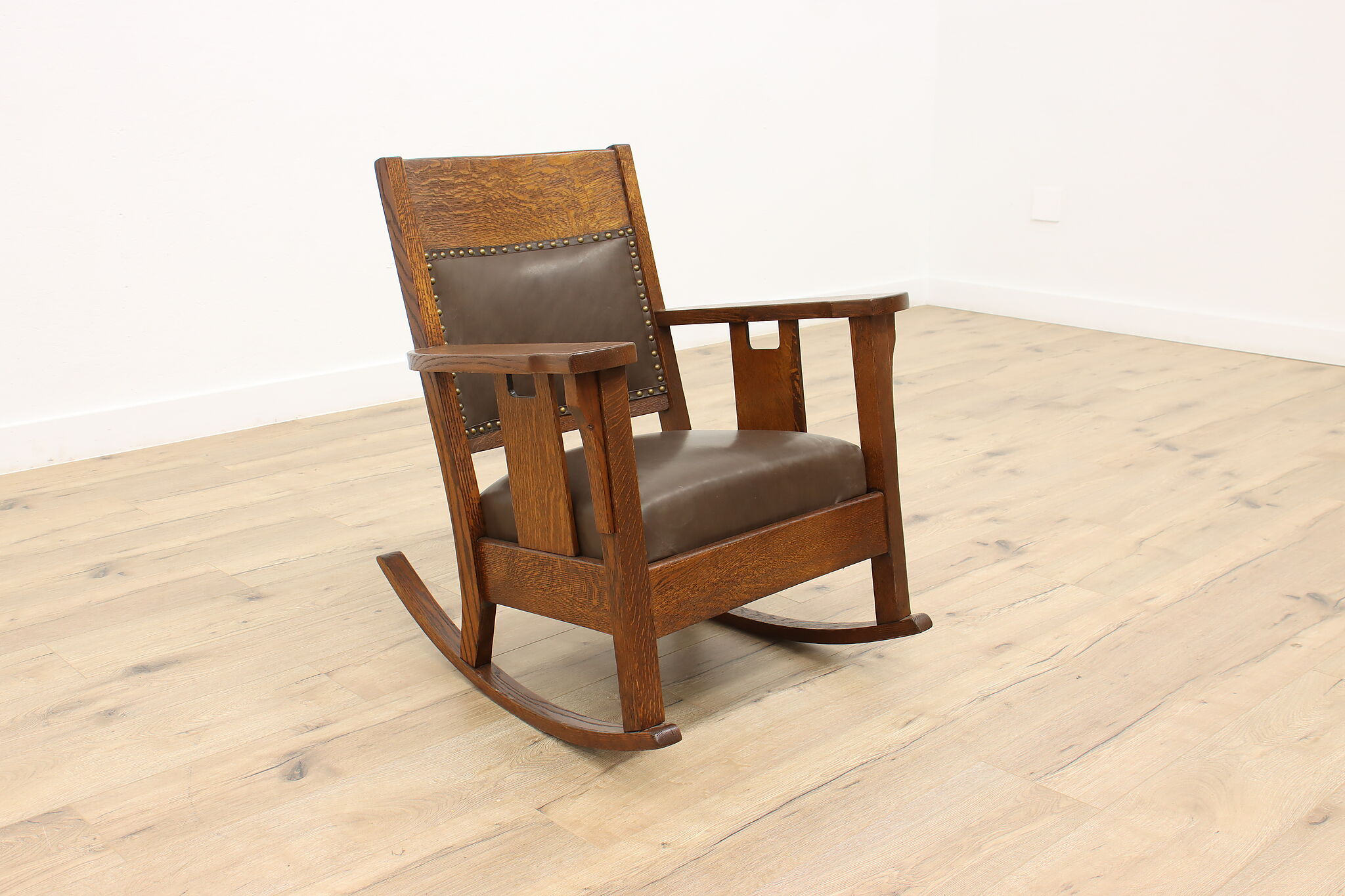 Craftsman Rocker Arts & Crafts Mission Oak Rocking Chair Antique Craftsman Rocker, Leather