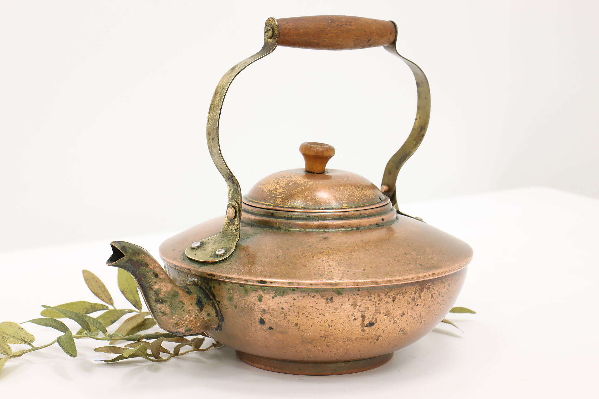 Farmhouse Vintage Copper & Brass Tea or Hot Water Kettle