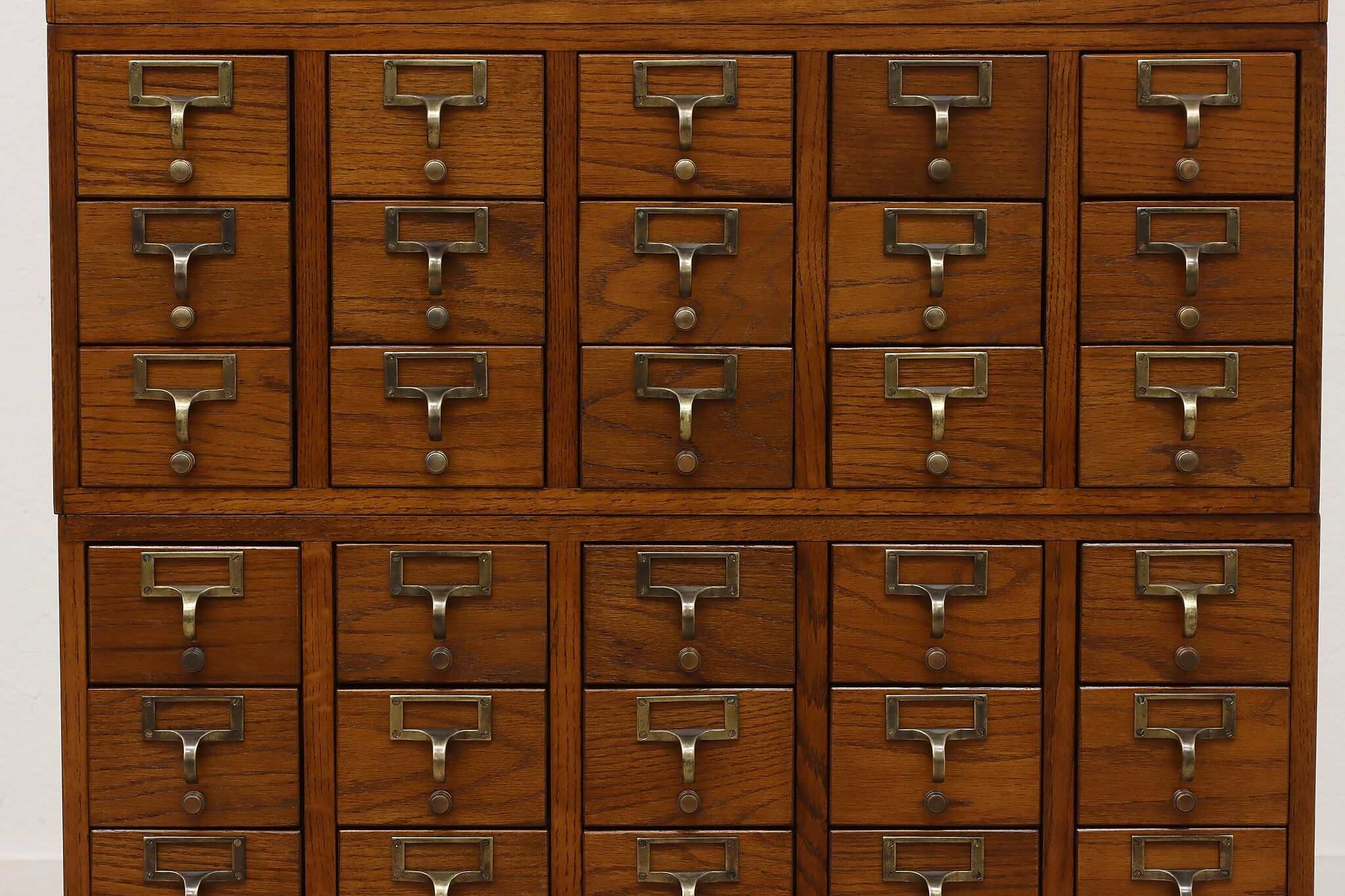 Oak Vintage Stacking 40 Drawer Office or Library Card File Cabinet