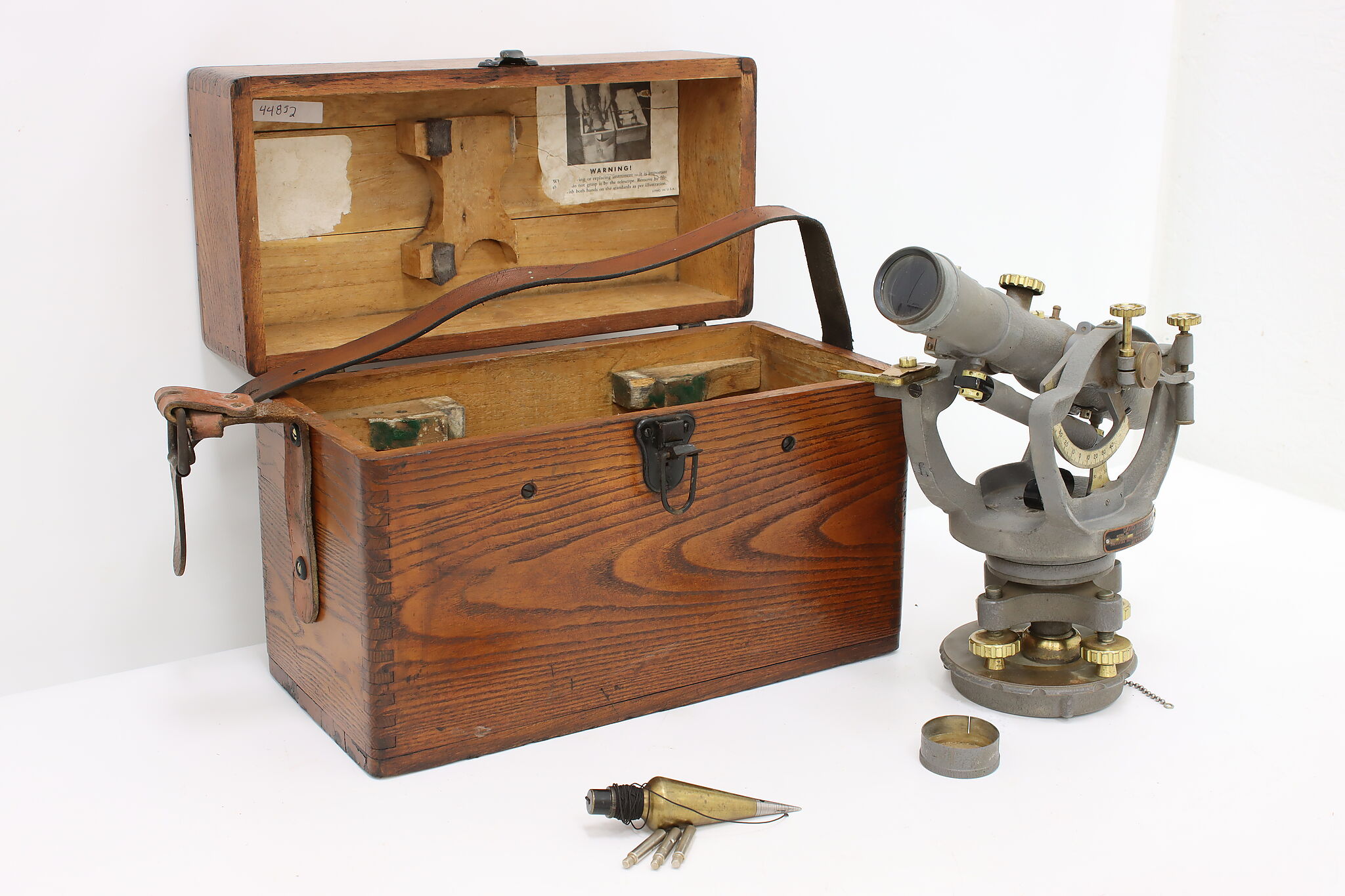 Surveyor Vintage Brass Transit Instrument w/Case, White