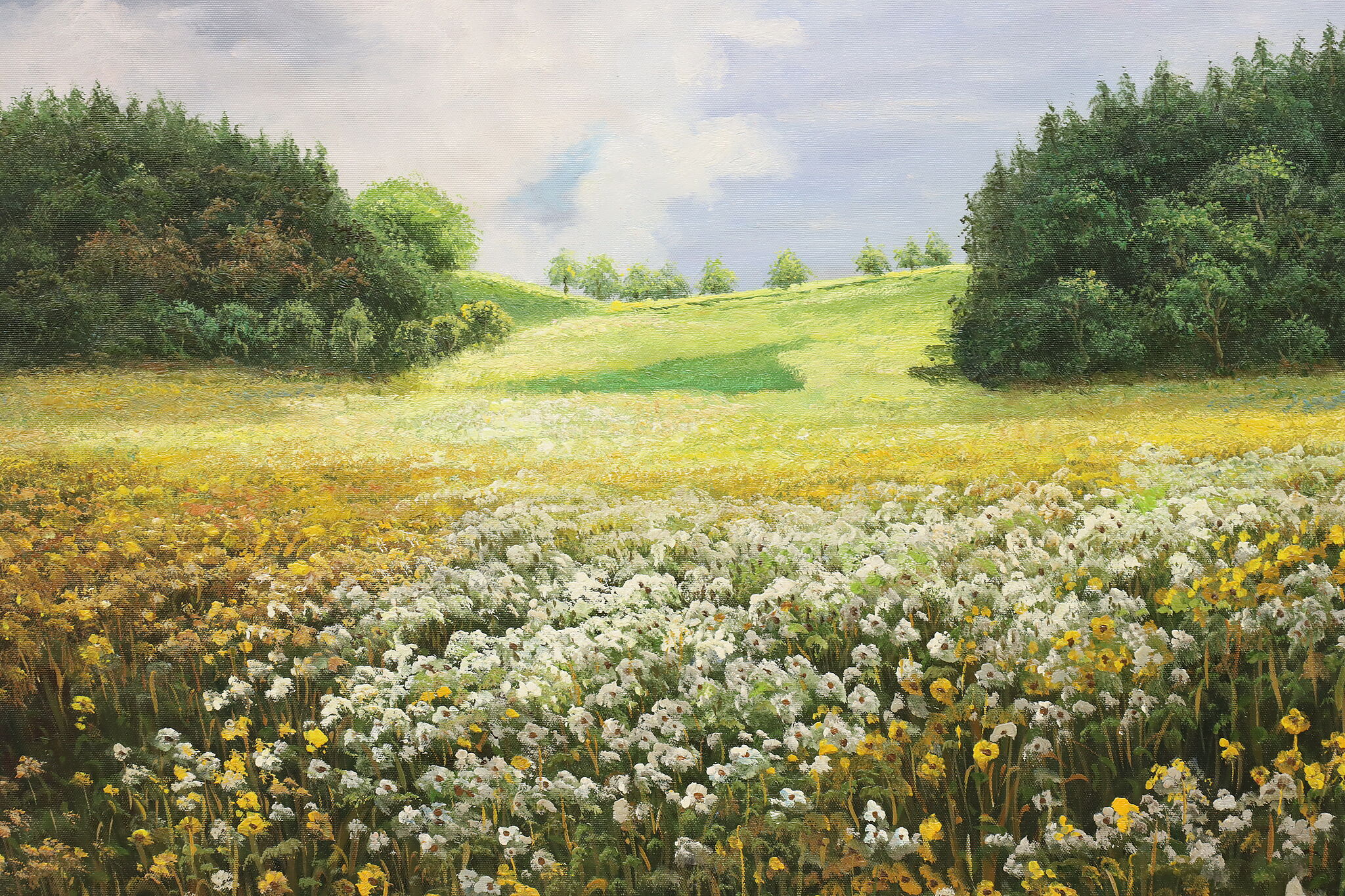 Daisy Flower Field Vintage Original Oil Painting Ming Q 24 5 Daisy Flower Field Vintage Original Oil Painting Ming Q 24 5
