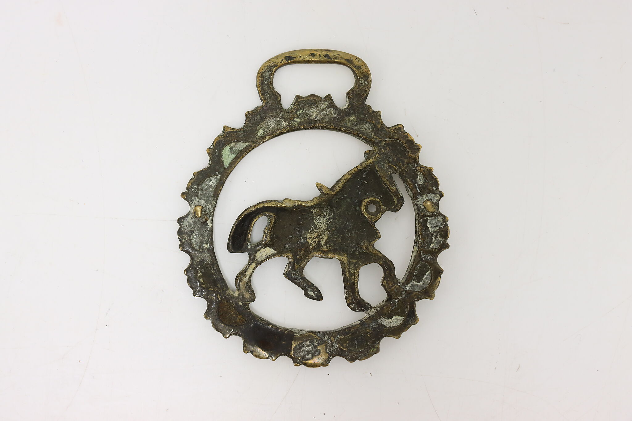 Horse Antique Brass Harness Medallion, Horse