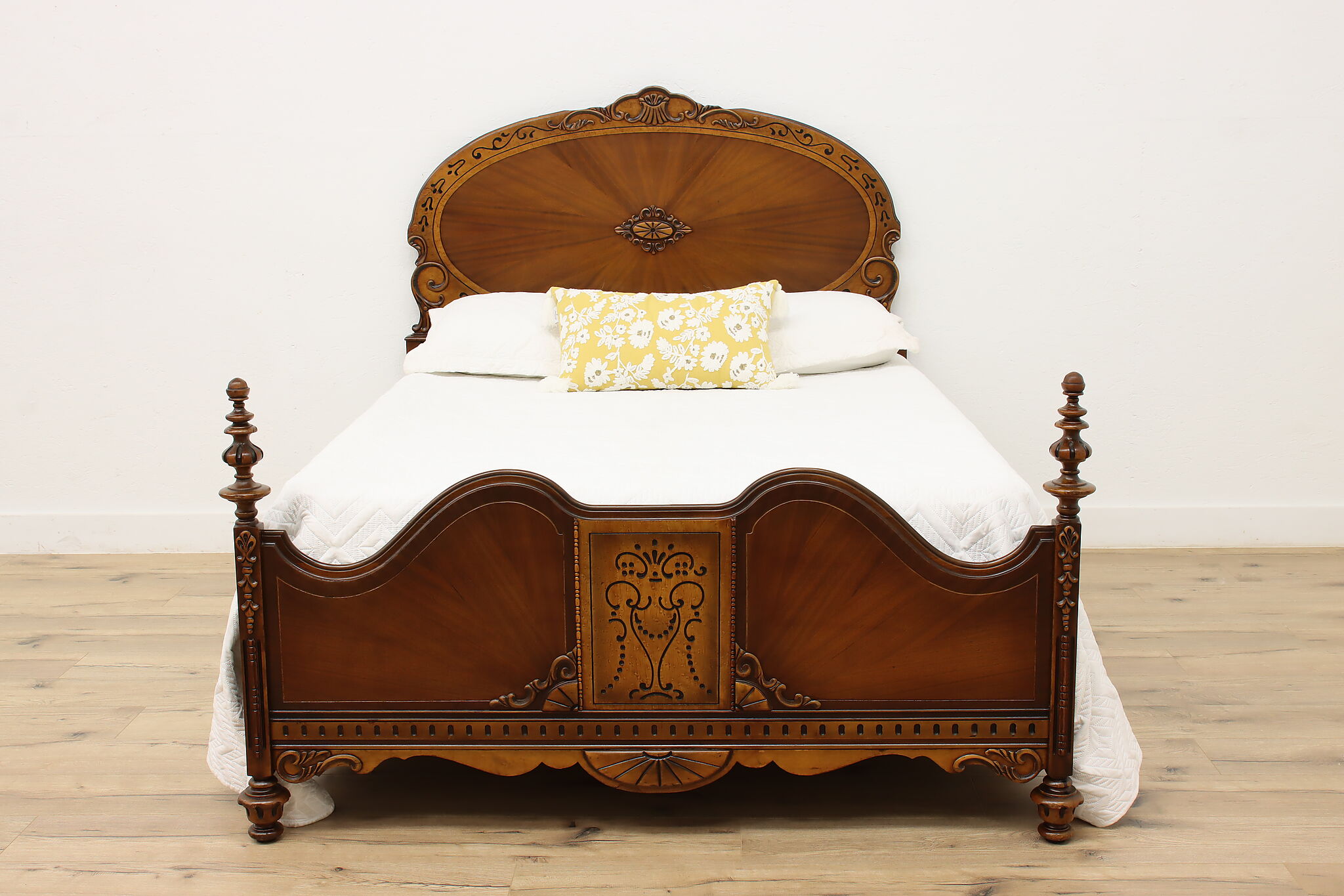 Antique French Louis XV Carved Satinwood 9 Pc Bedroom Set 