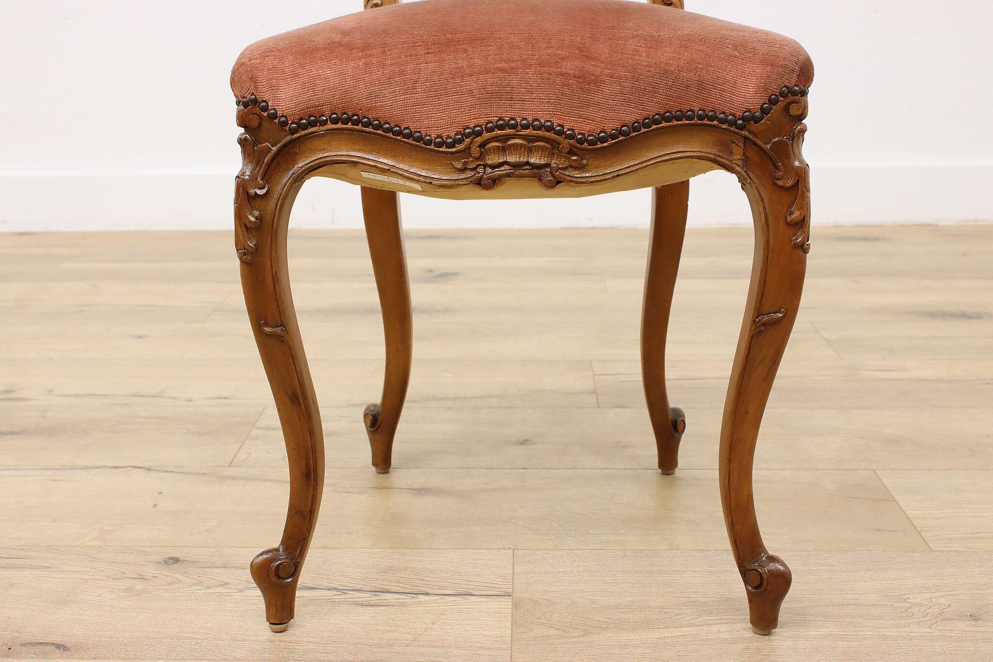 French Carved Walnut Antique Ballroom Parlor Chair, Cherub