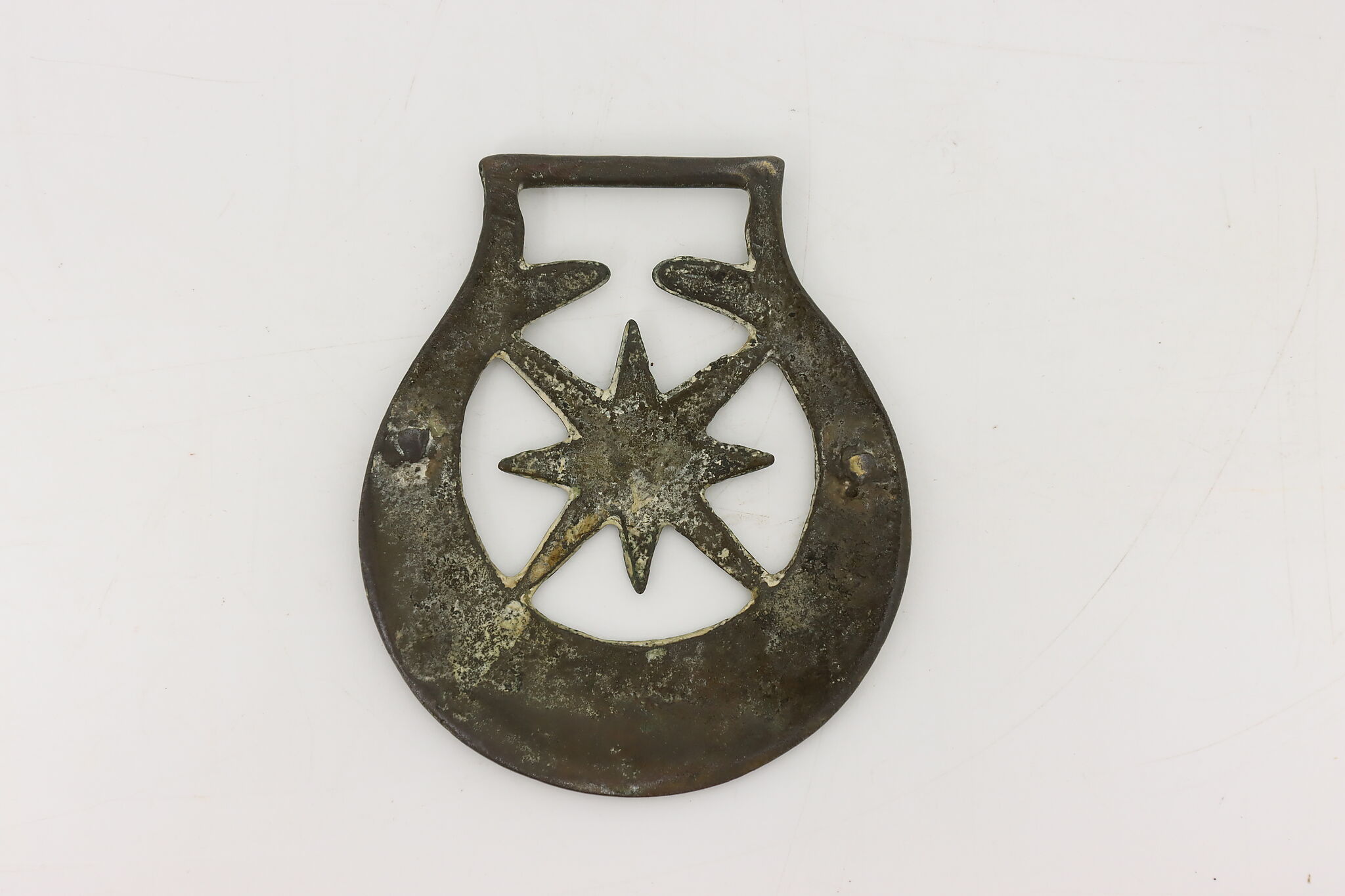 Horse Antique Brass Harness Medallion, Star #45884