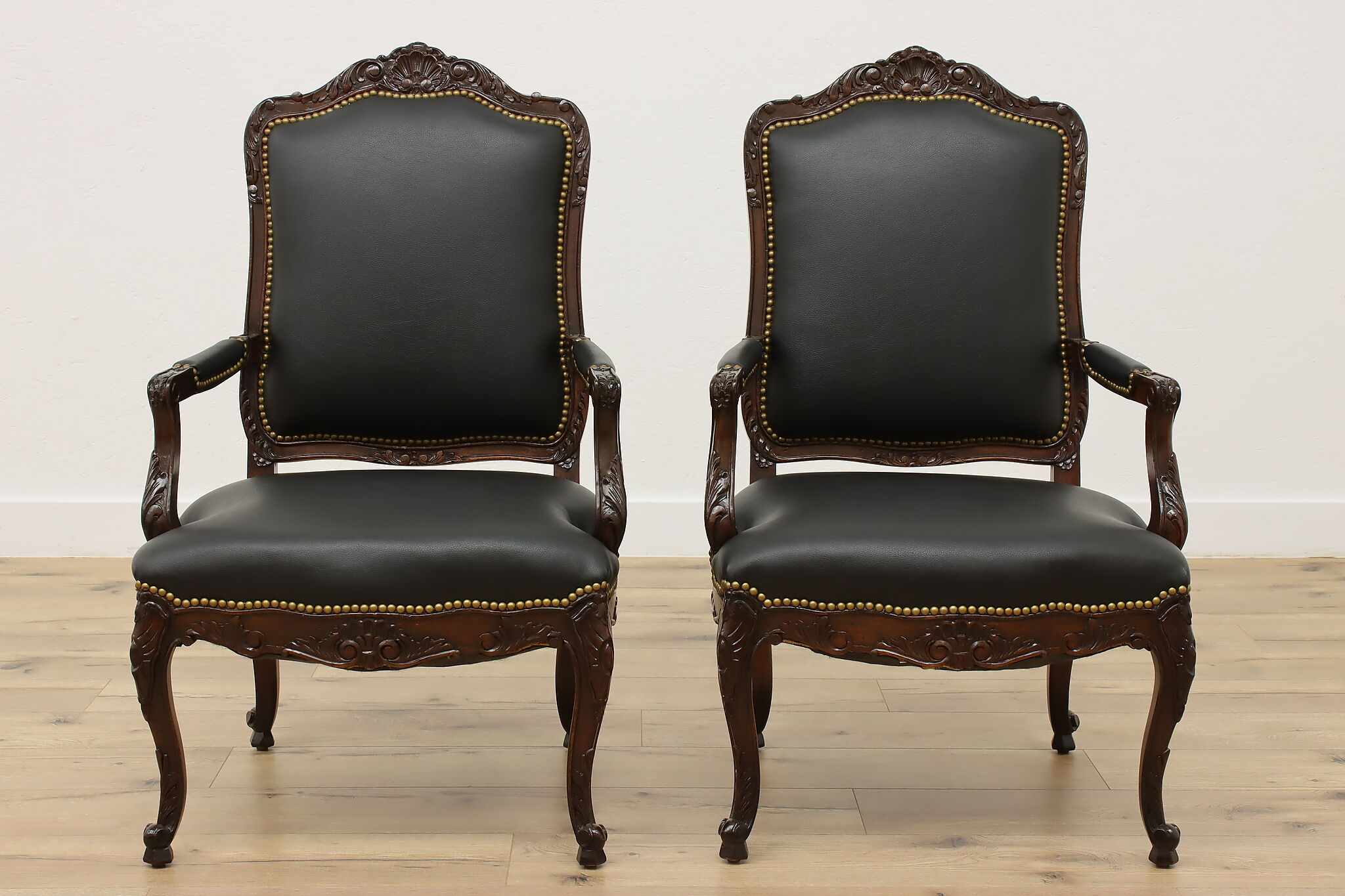 Pair of French Design Armchairs, Faux Leather Upholstery