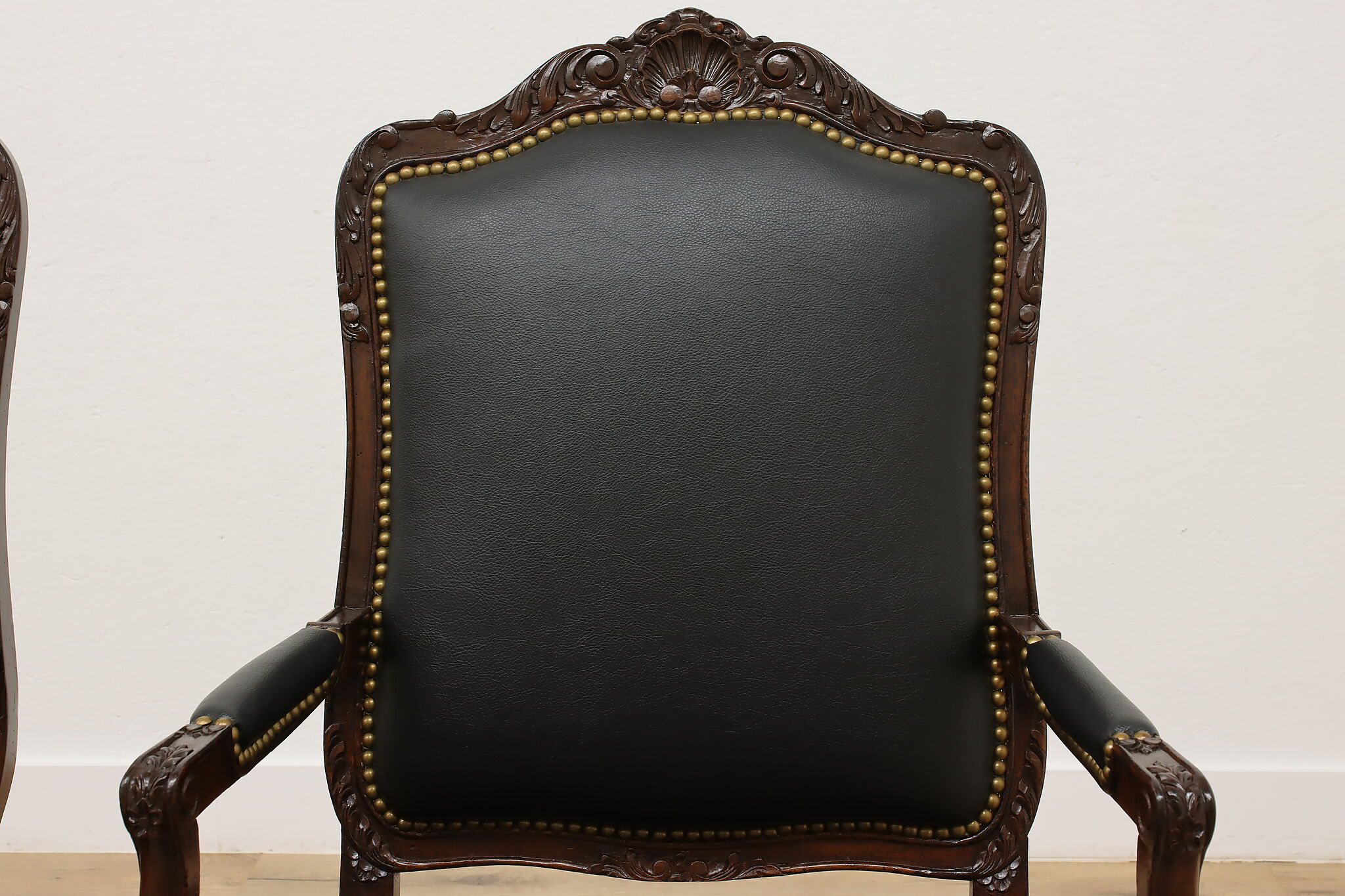 Pair of French Design Armchairs, Faux Leather Upholstery