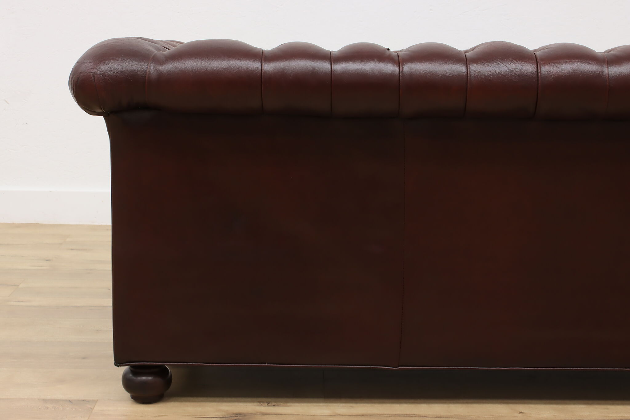 French Carved Fruitwood Pantone Blue Tufted Chesterfield Sofa at