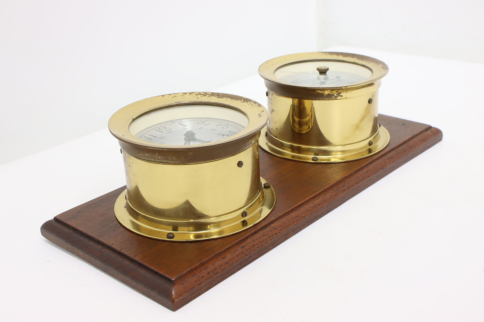 Half Barometer Industrial Vintage Brass Ship Clock & Barometer Seth Thomas