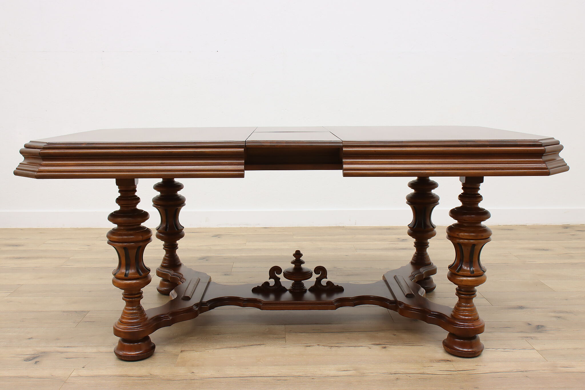 English Tudor Antique Dining Set, Table & Leaf, 6 Chairs