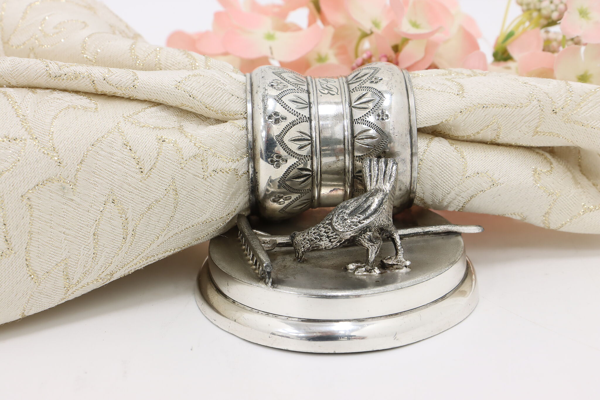 Chicken Victorian Antique Silverplate Napkin Ring Webster chicken-victorian-antique-silverplate-napkin-ring-webster